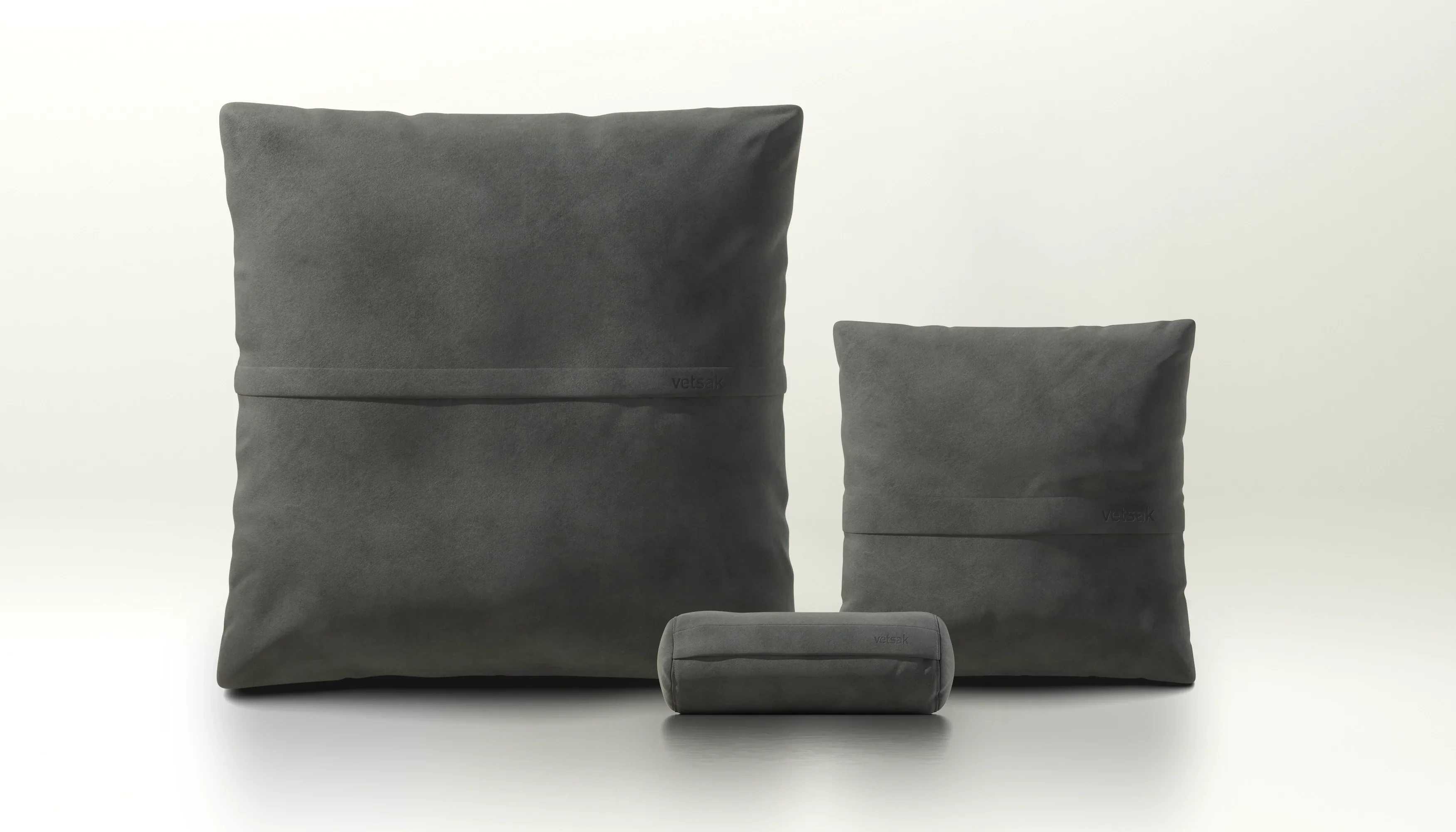 Pillow Set 2 - Leather - Dark Grey