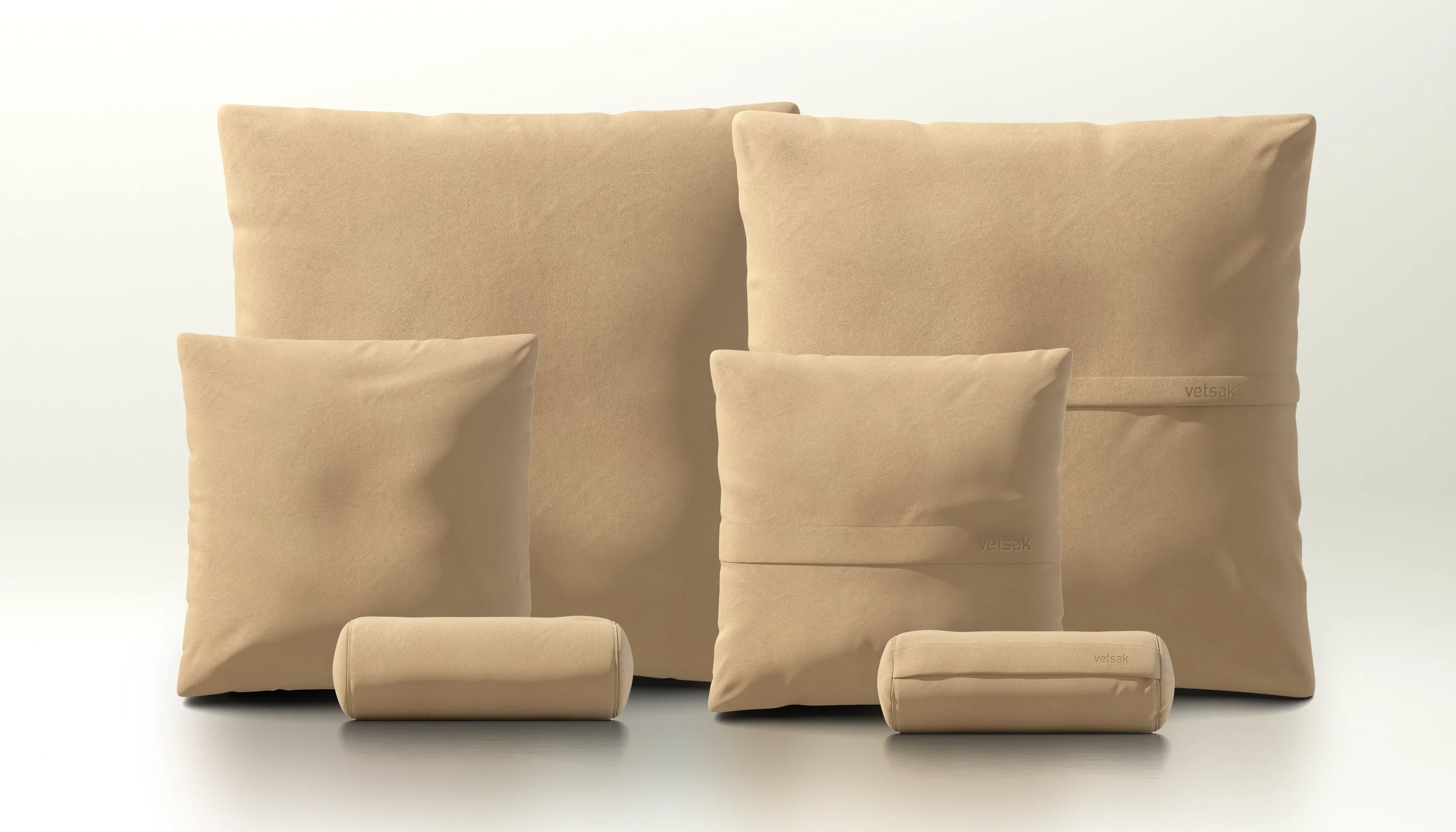 Pillow Set 3 - Leather - Beige