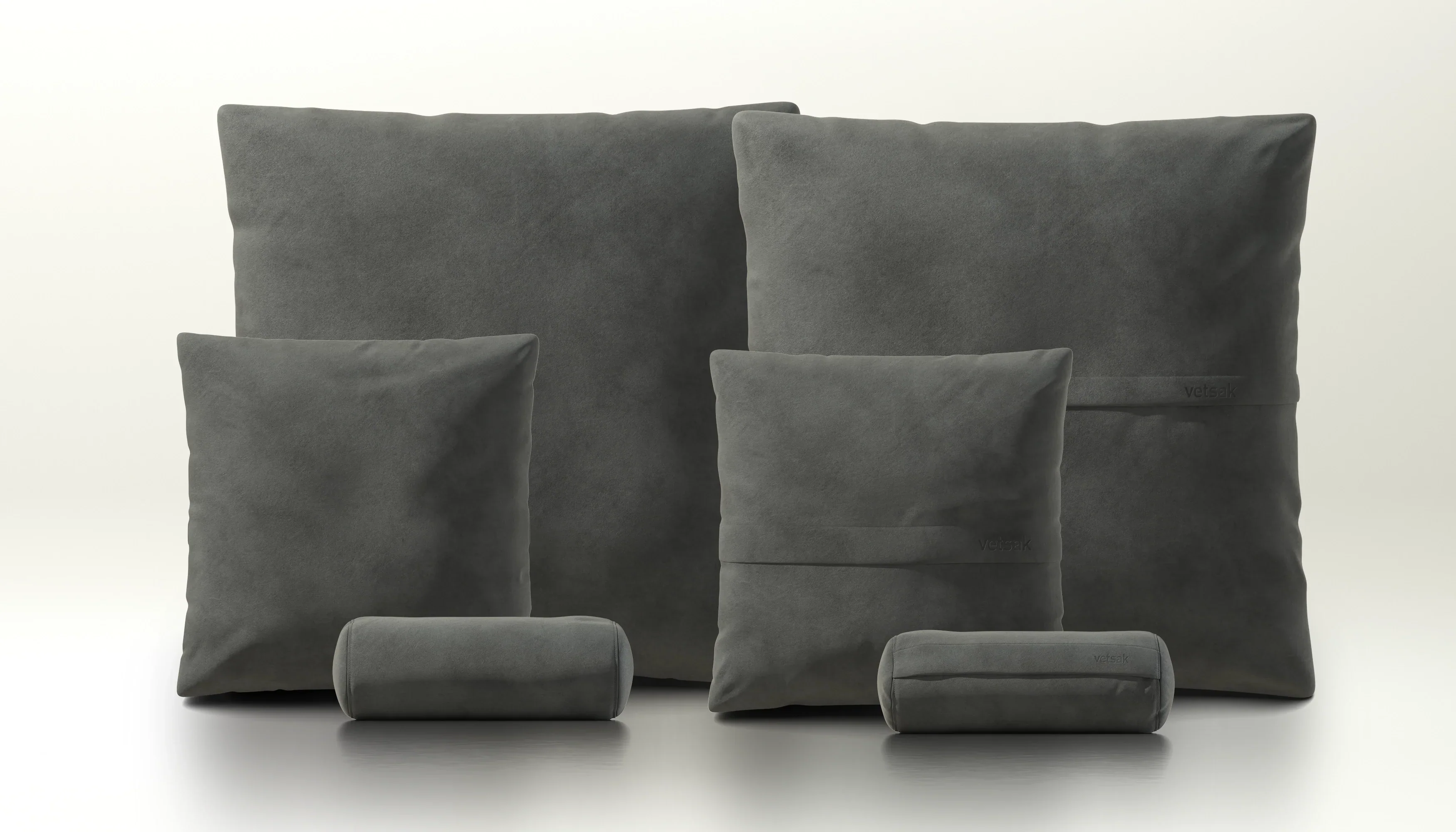 Pillow Set 3 - Leather - Dark Grey