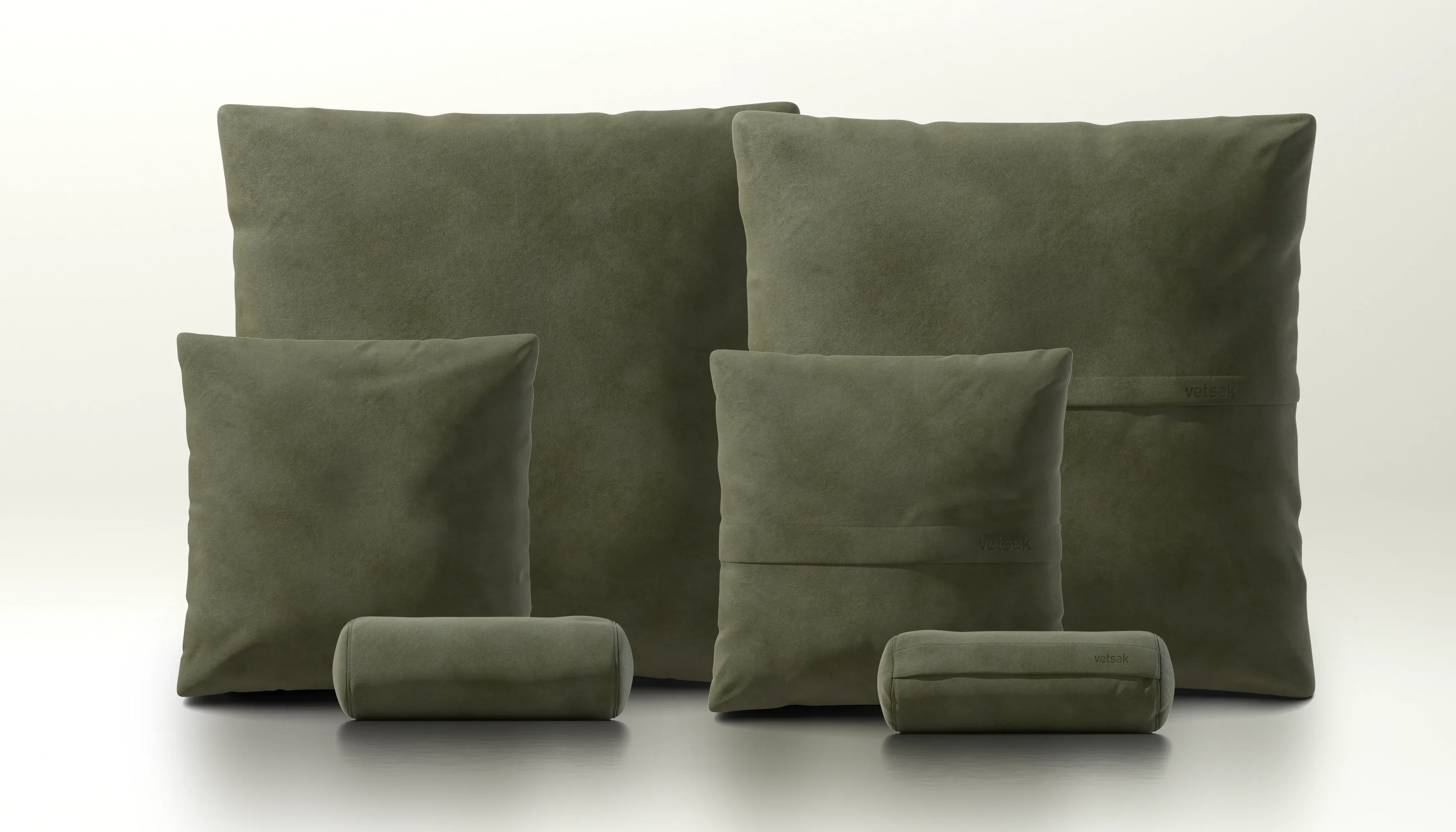 Pillow Set 3 - Leather - Olive