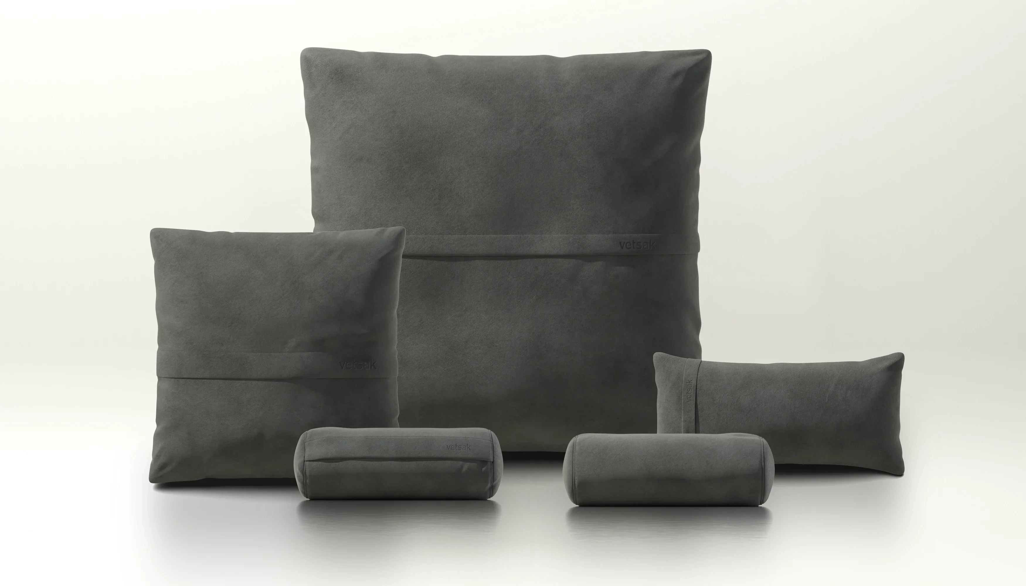 Pillow Set 4 - Leather - Dark Grey