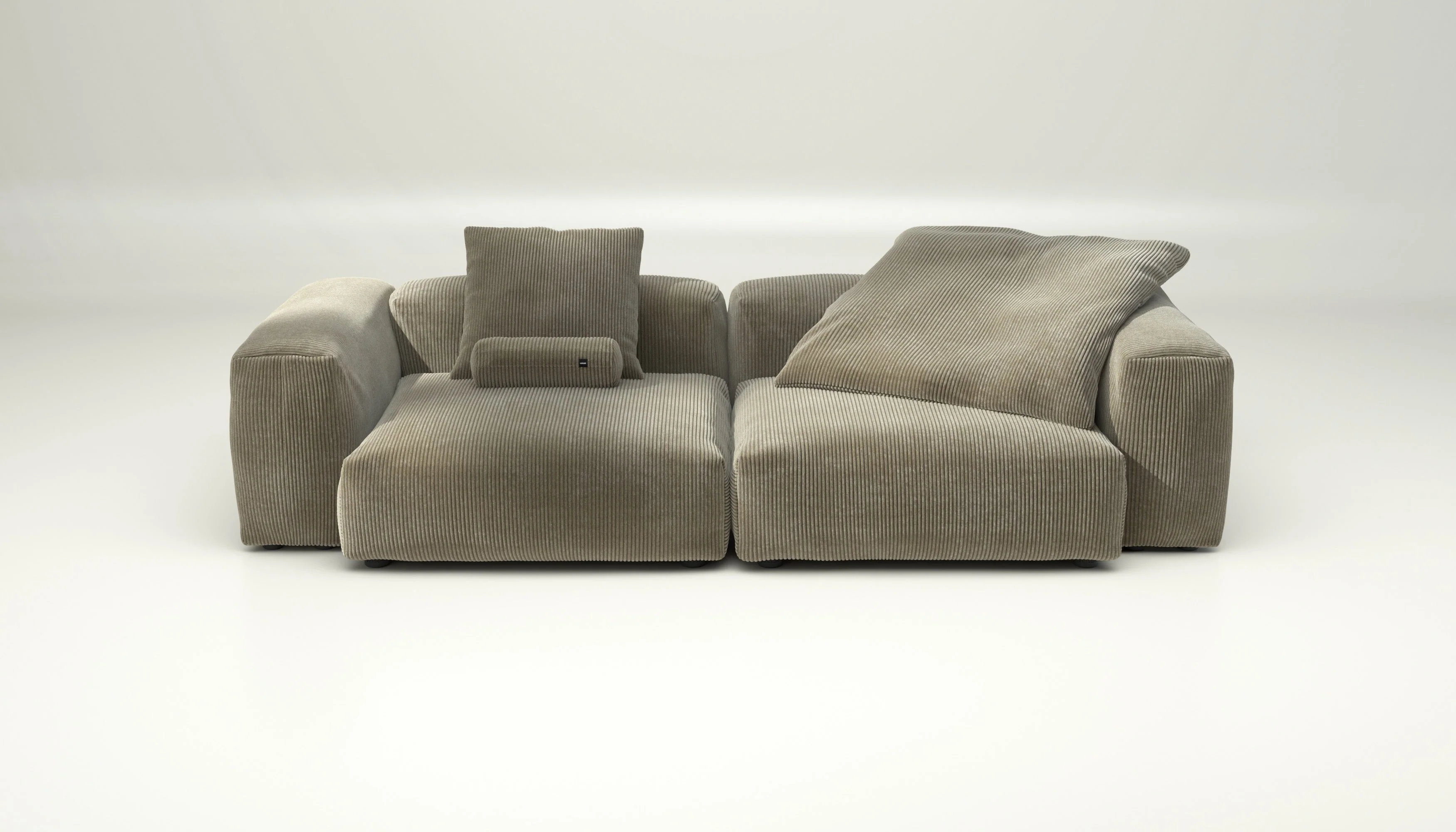 vetsak | Sofa Set 02 Large - Cord Velour - Khaki | Modulaire Sofa | 3.5 Zits | Big Sofa