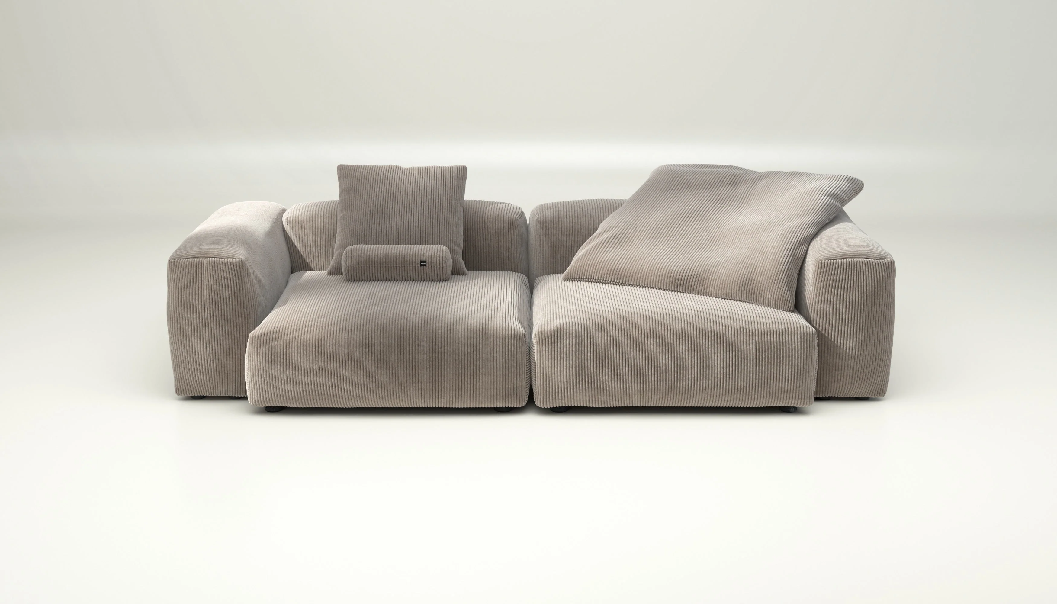 vetsak | Sofa Set 02 Large - Cord Velour - Platinum | Modulaire Sofa | 3.5 Zits | Big Sofa