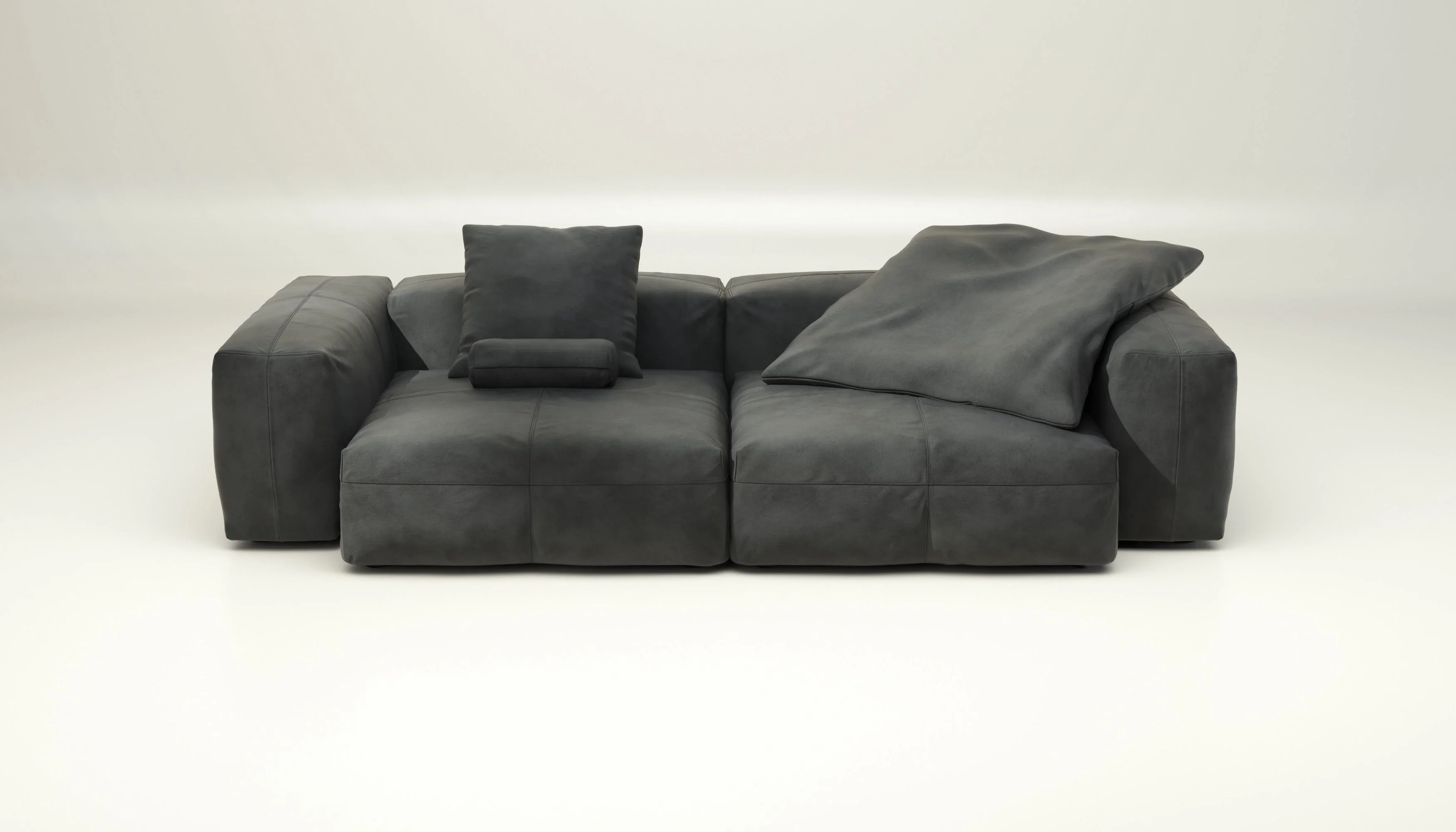 vetsak | Sofa Set 02 Large - Leather - Dark Grey | Modulaire Sofa | 3.5 Zits | Big Sofa