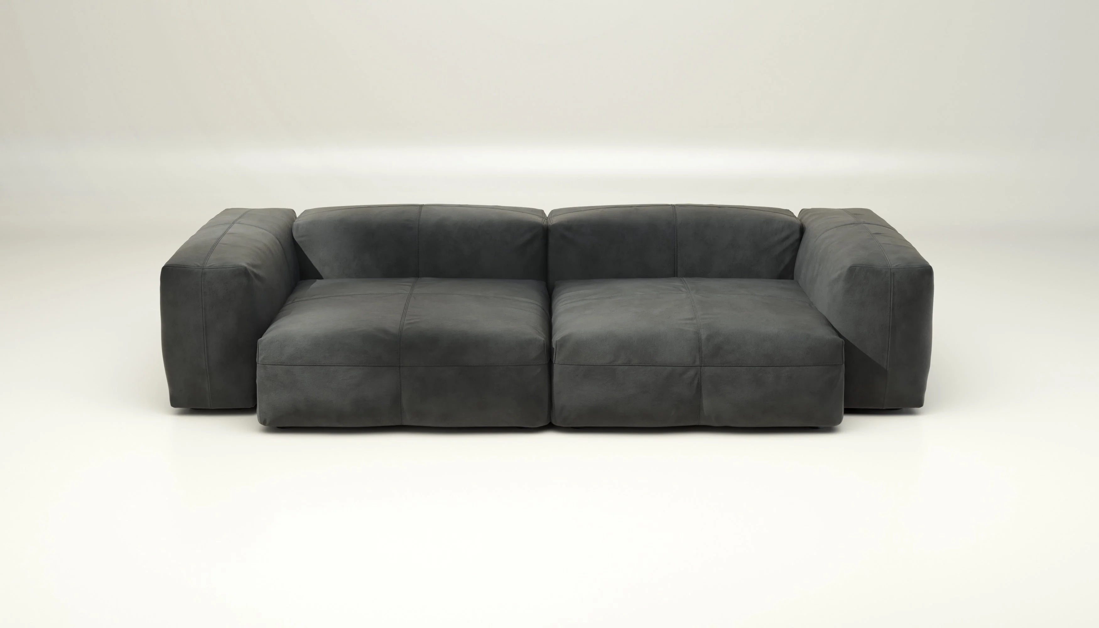 vetsak | Sofa Set 02 Large - Leather - Dark Grey | Modulaire Sofa | 3.5 Zits | Big Sofa - Image 2