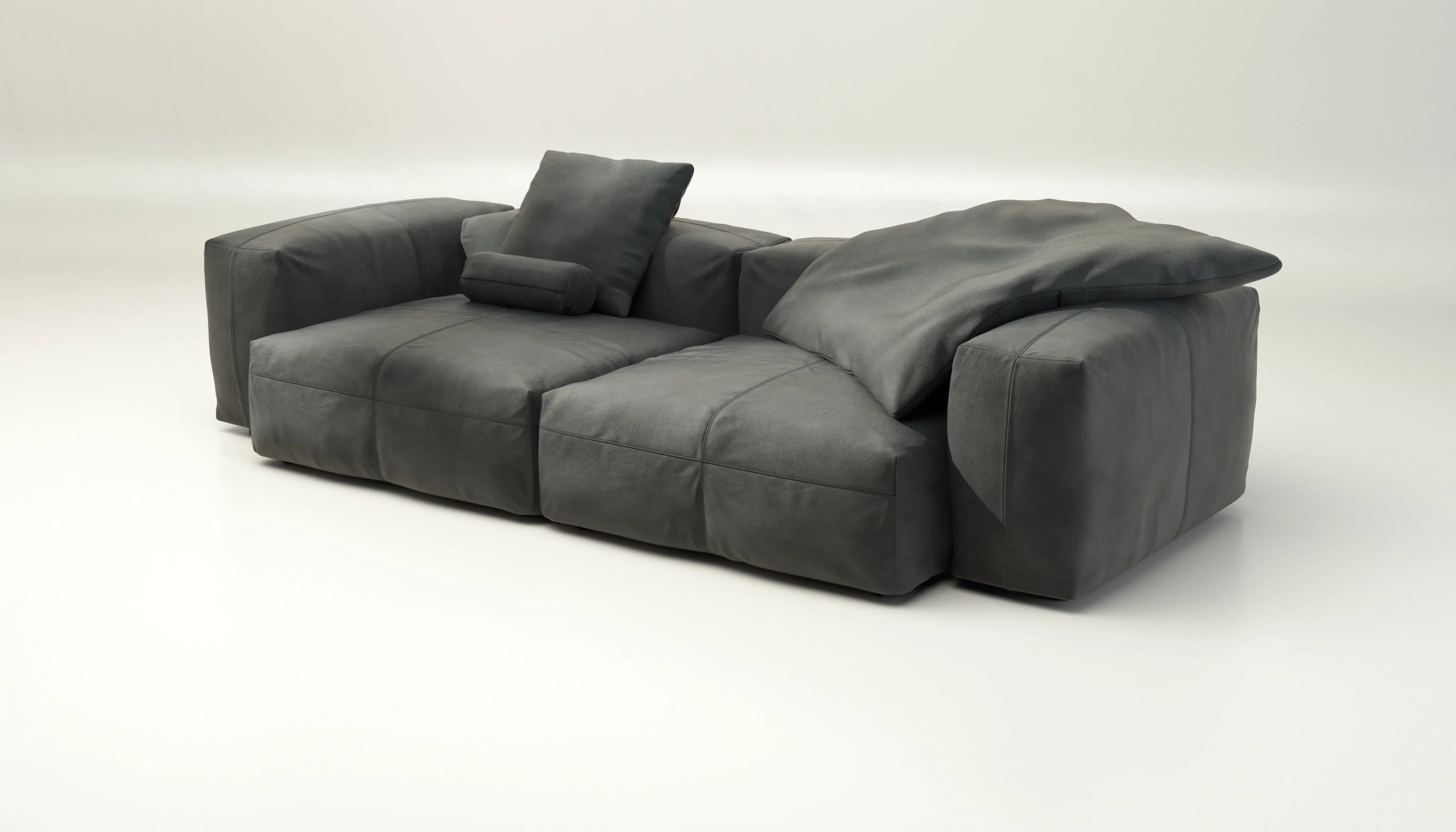 vetsak | Sofa Set 02 Large - Leather - Dark Grey | Modulaire Sofa | 3.5 Zits | Big Sofa - Image 3