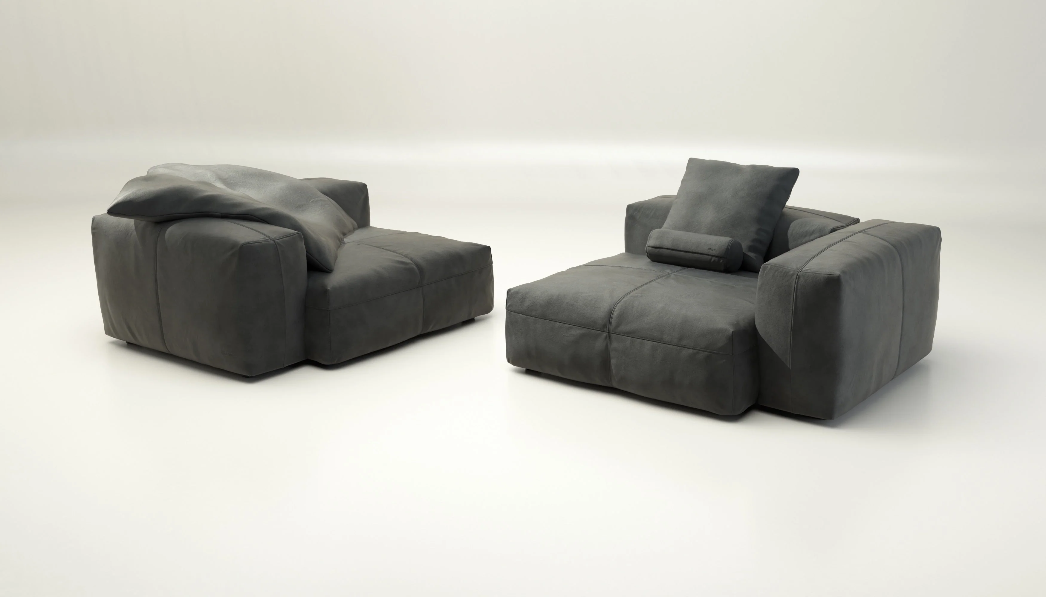 vetsak | Sofa Set 02 Large - Leather - Dark Grey | Modulaire Sofa | 3.5 Zits | Big Sofa - Image 4