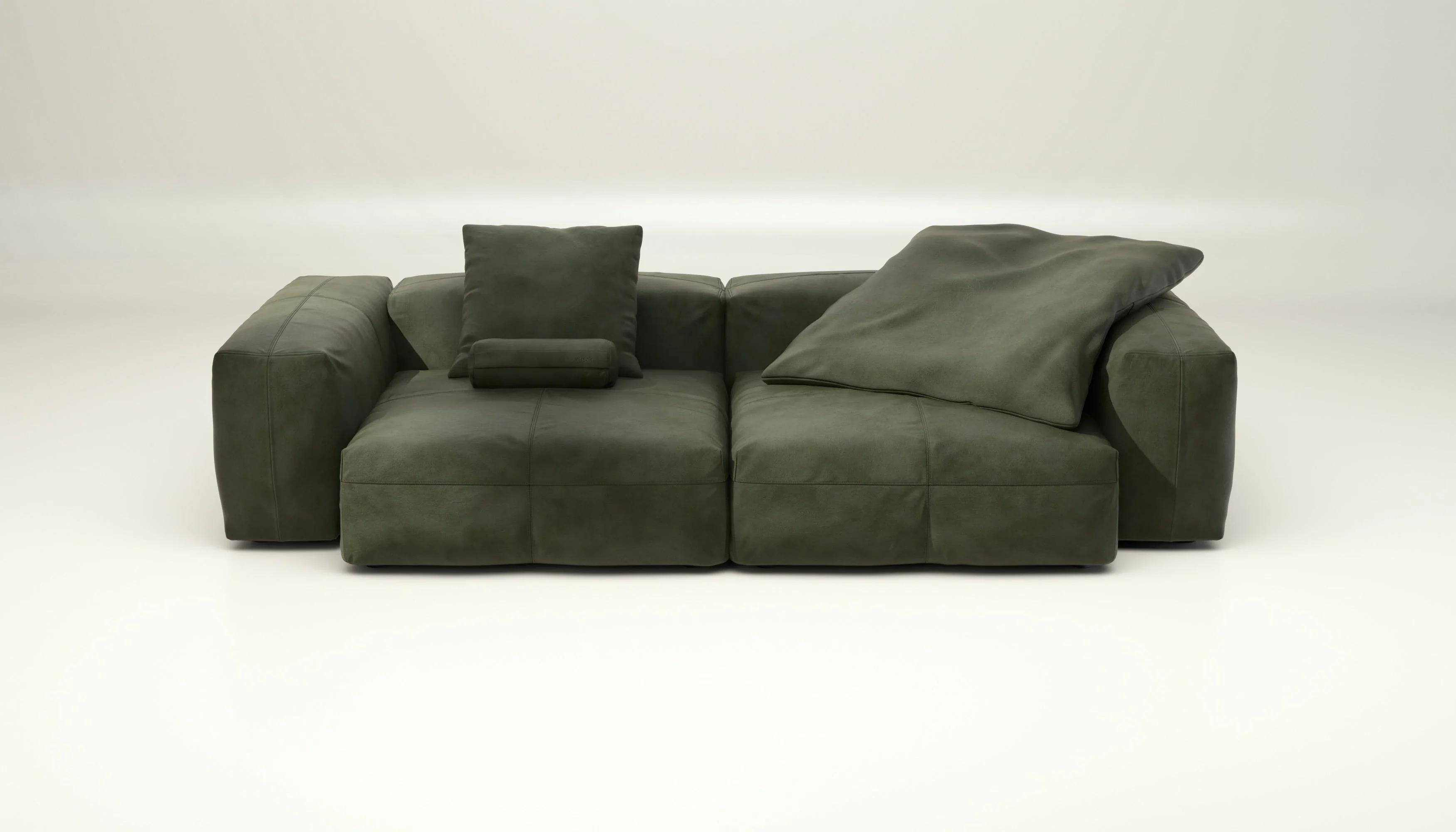 vetsak | Sofa Set 02 Large - Leather - Olive | Modulaire Sofa | 3.5 Zits | Big Sofa