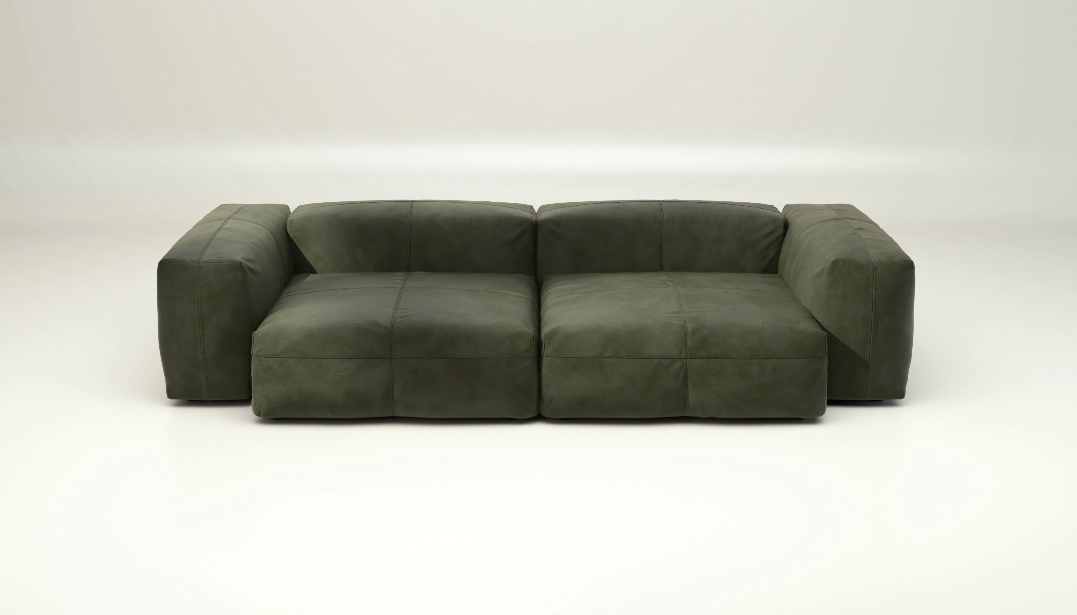 vetsak | Sofa Set 02 Large - Leather - Olive | Modulaire Sofa | 3.5 Zits | Big Sofa - Image 2