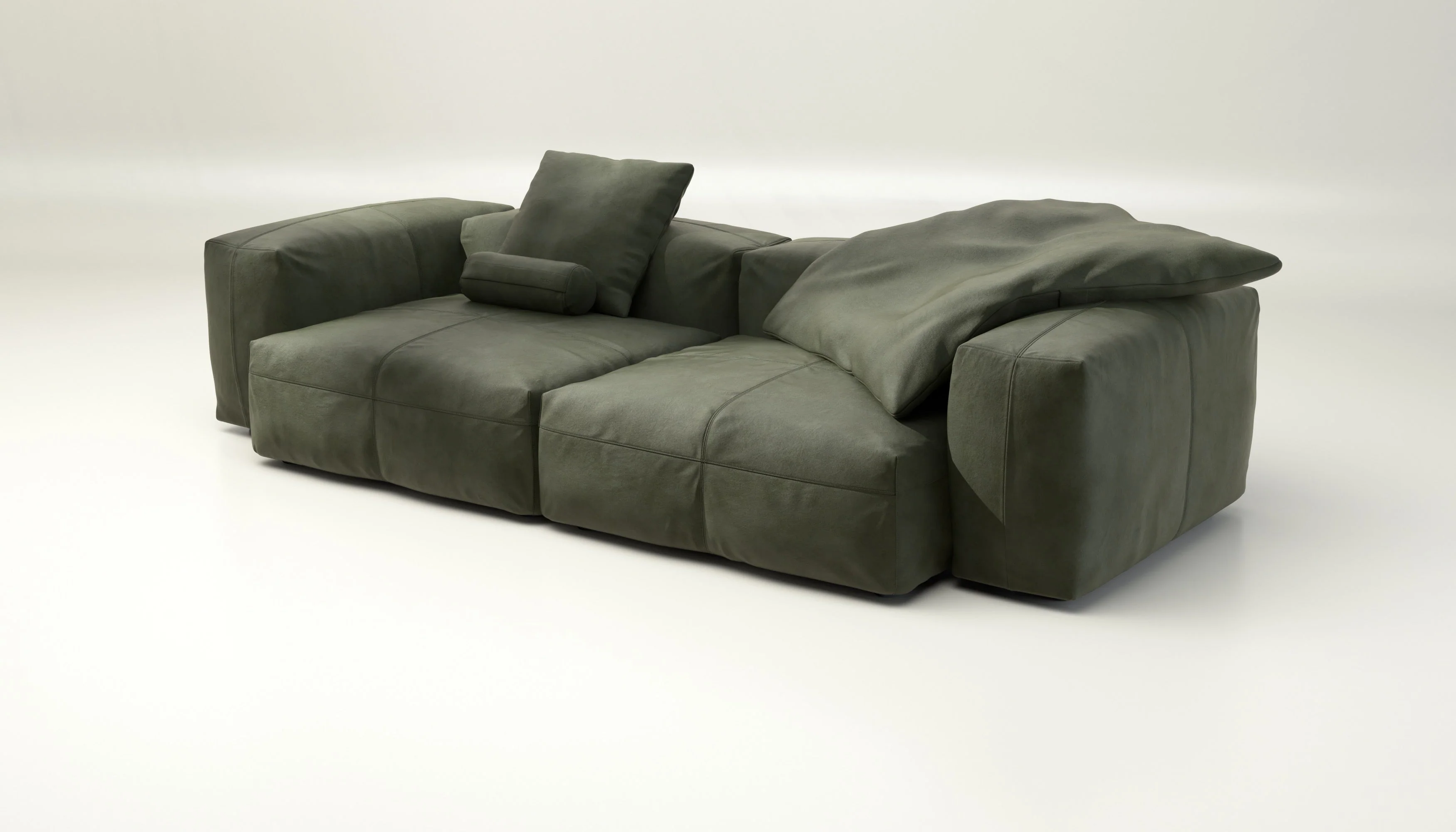 vetsak | Sofa Set 02 Large - Leather - Olive | Modulaire Sofa | 3.5 Zits | Big Sofa - Image 3