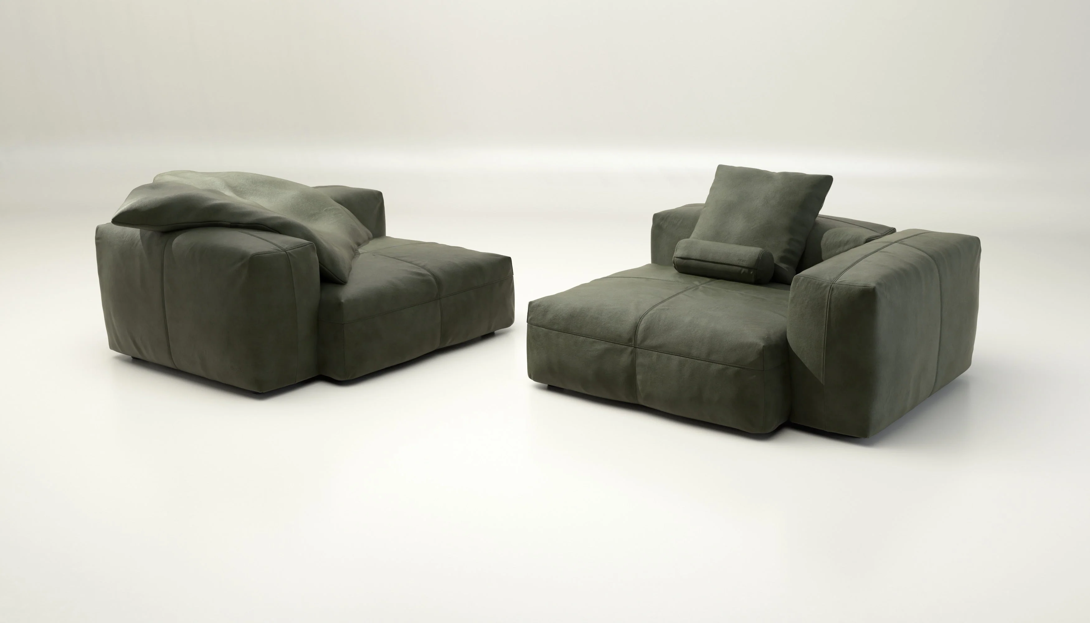 vetsak | Sofa Set 02 Large - Leather - Olive | Modulaire Sofa | 3.5 Zits | Big Sofa - Image 4