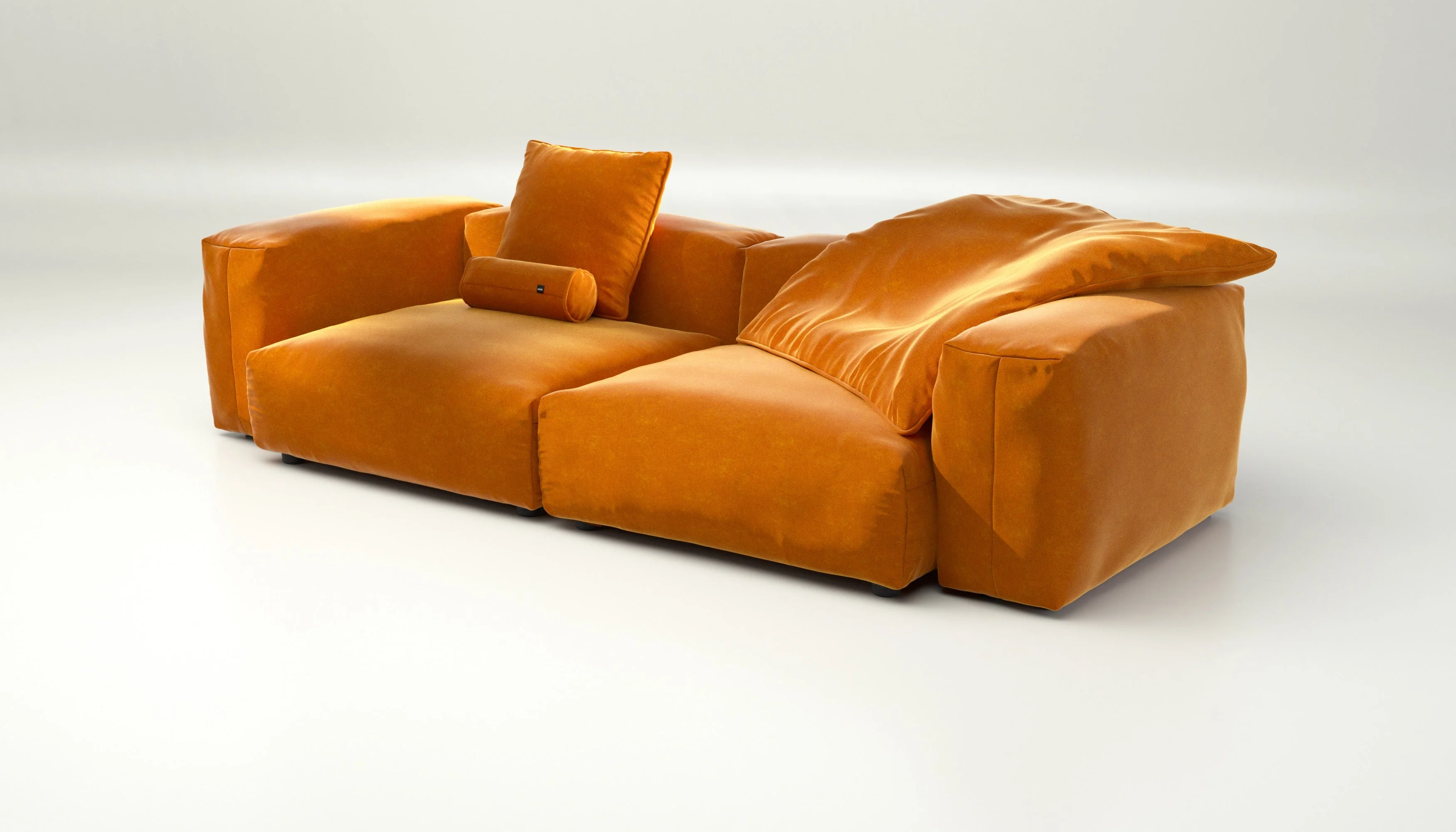 vetsak | Sofa Set 02 Large - Suave - Orange Blaze | Modular Sofa | 3.5 Seater | Big Sofa - Image 3