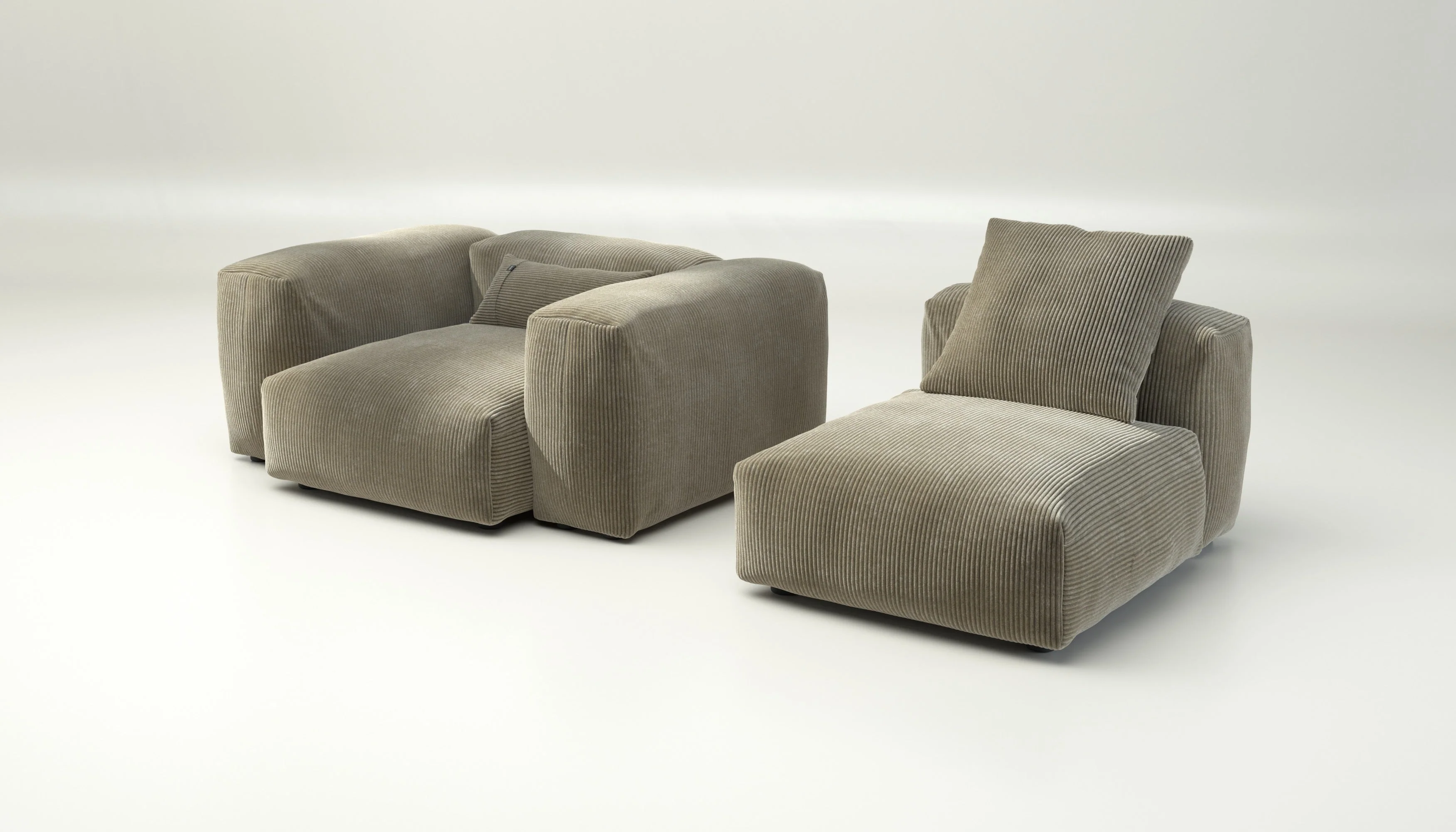 vetsak | Sofa Set 02 Medium - Cord Velour - Khaki | Modulaire Sofa | 2.5 Zits | Big Sofa - Image 4