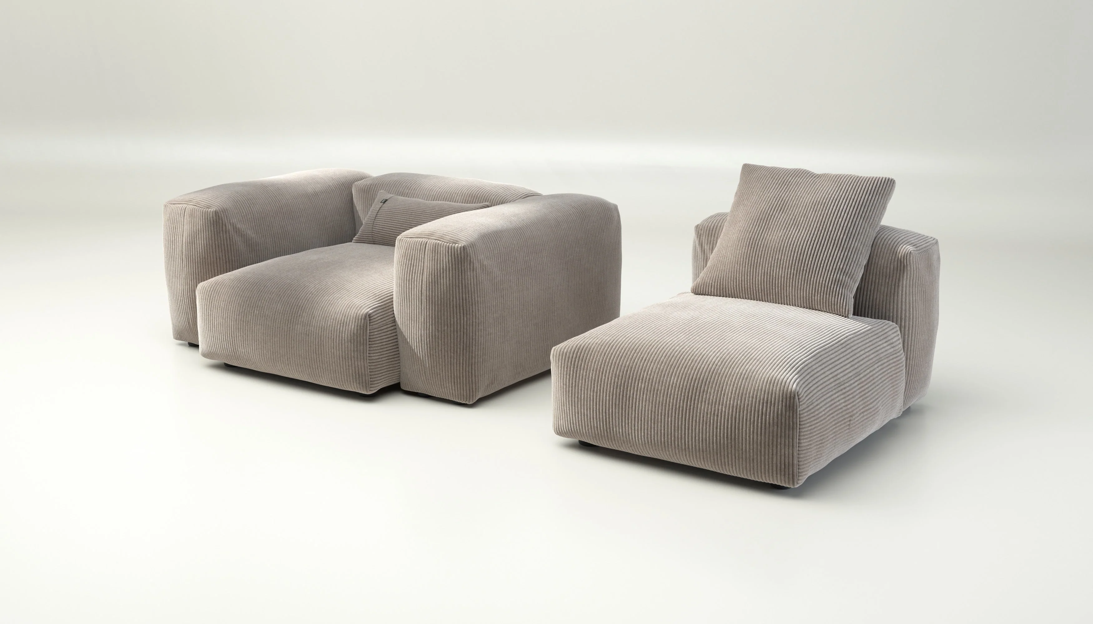 vetsak | Sofa Set 02 Medium - Cord Velour - Platinum | Modulaire Sofa | 2.5 Zits | Big Sofa - Image 4