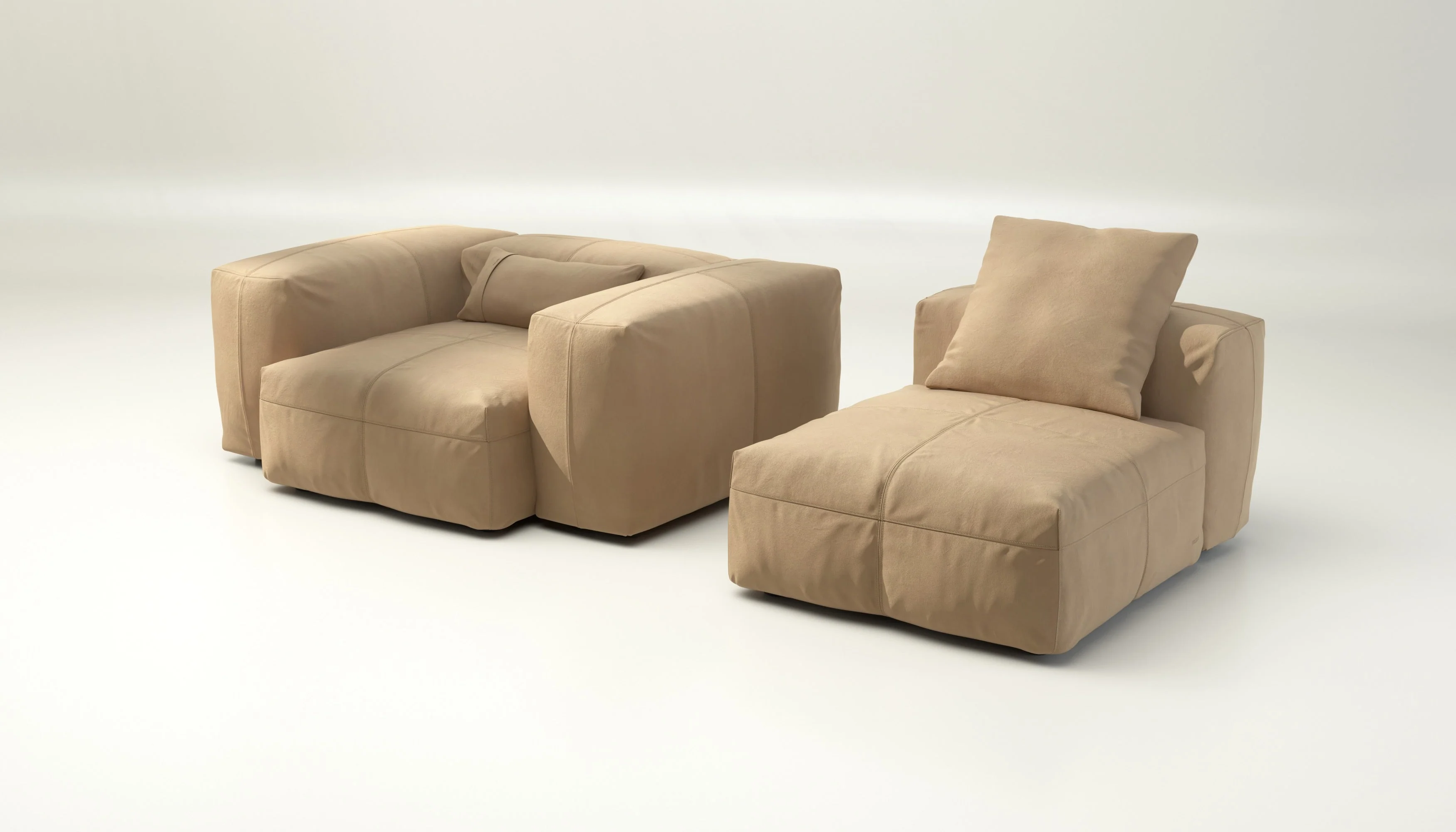 vetsak | Sofa Set 02 Medium - Leather - Beige | Modulaire Sofa | 2.5 Zits | Big Sofa - Image 4