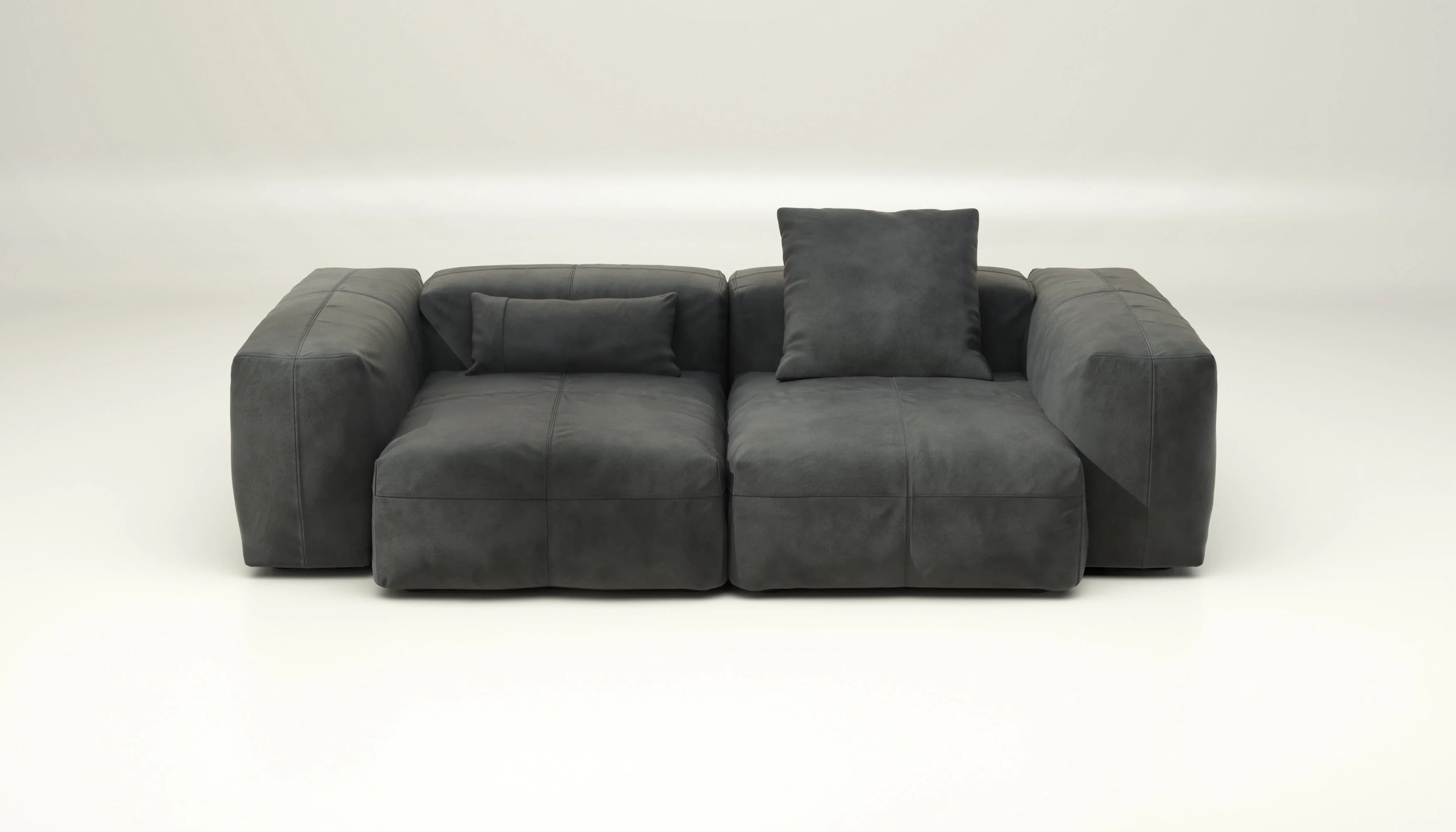 vetsak | Sofa Set 02 Medium - Leather - Dark Grey | Modulaire Sofa | 2.5 Zits | Big Sofa