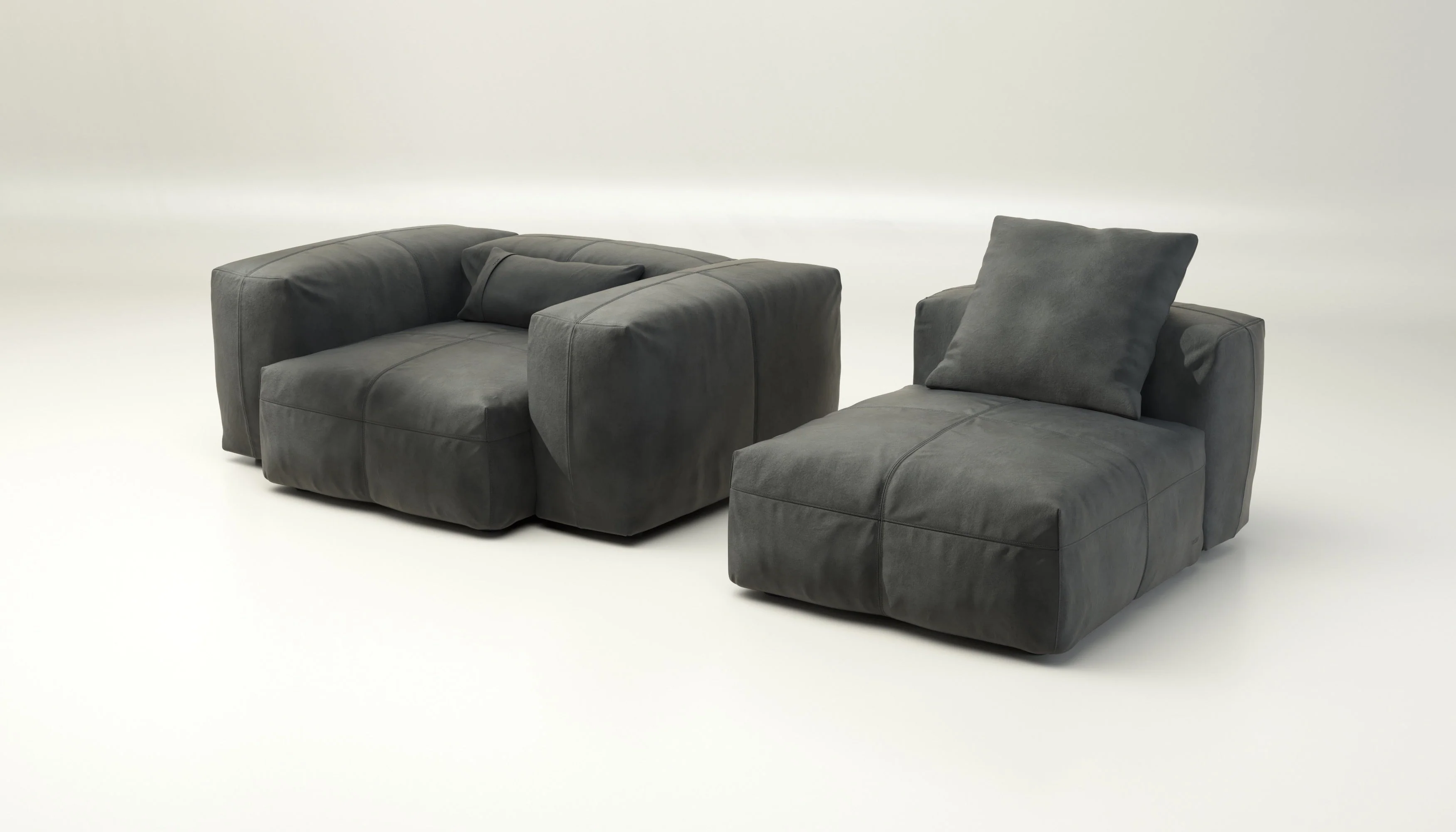 vetsak | Sofa Set 02 Medium - Leather - Dark Grey | Modulaire Sofa | 2.5 Zits | Big Sofa - Image 4
