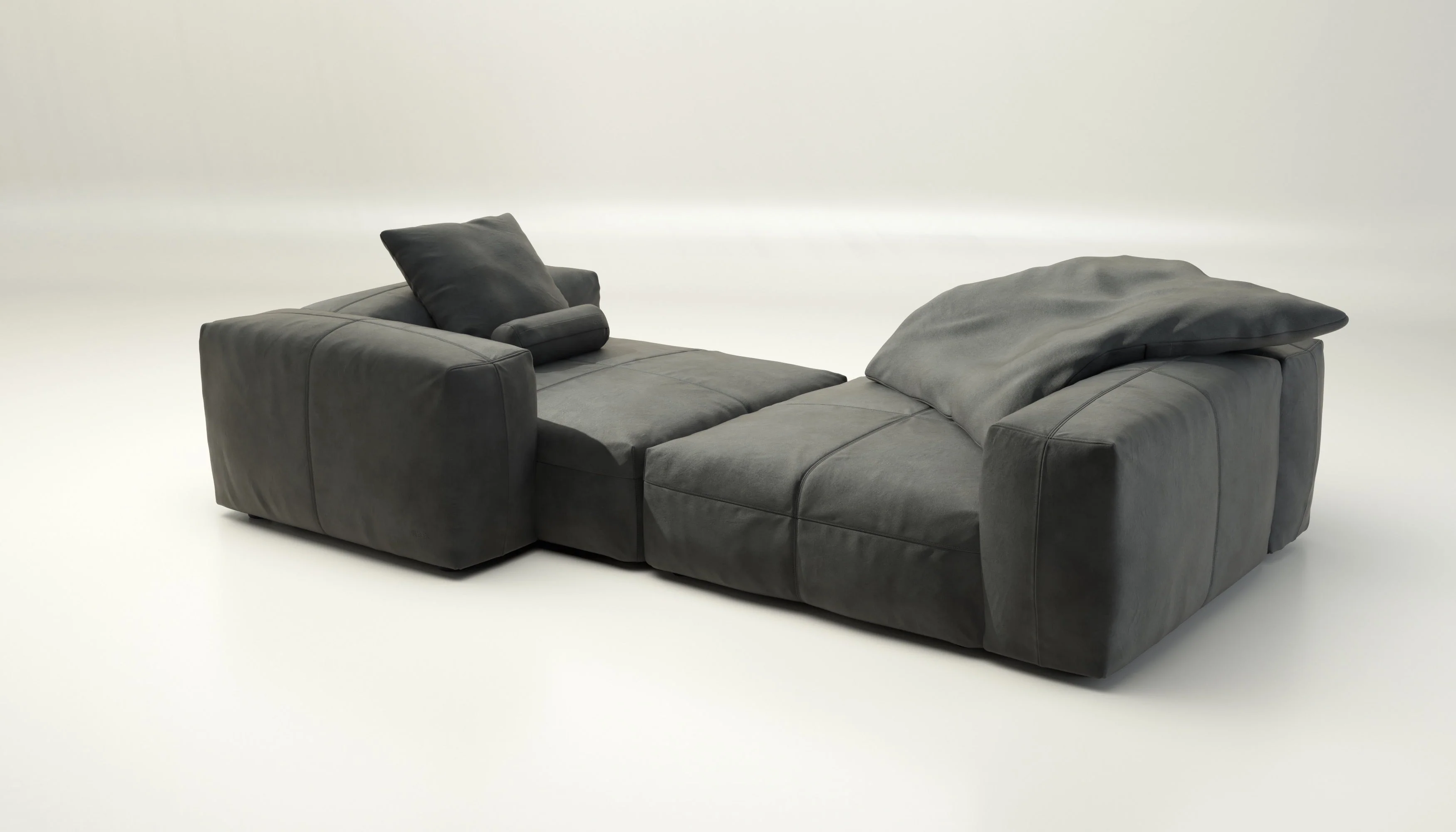 vetsak | Sofa Set 02 XLarge - Leather - Dark Grey | Modulaire Sofa | 3.5 Zits | Big Sofa - Image 4