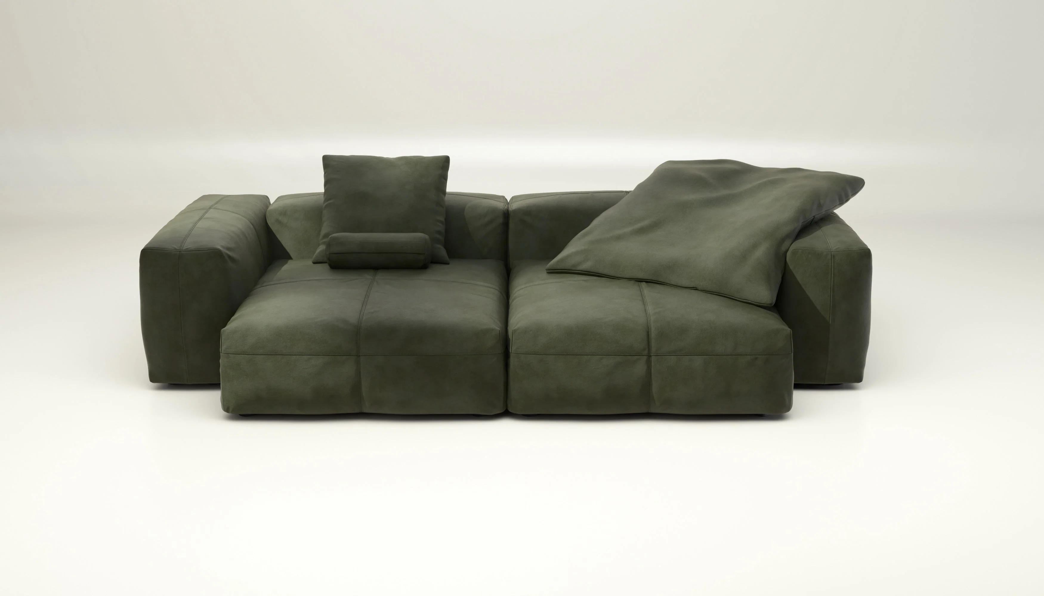 vetsak | Sofa Set 02 XLarge - Leather - Olive | Modulaire Sofa | 3.5 Zits | Big Sofa