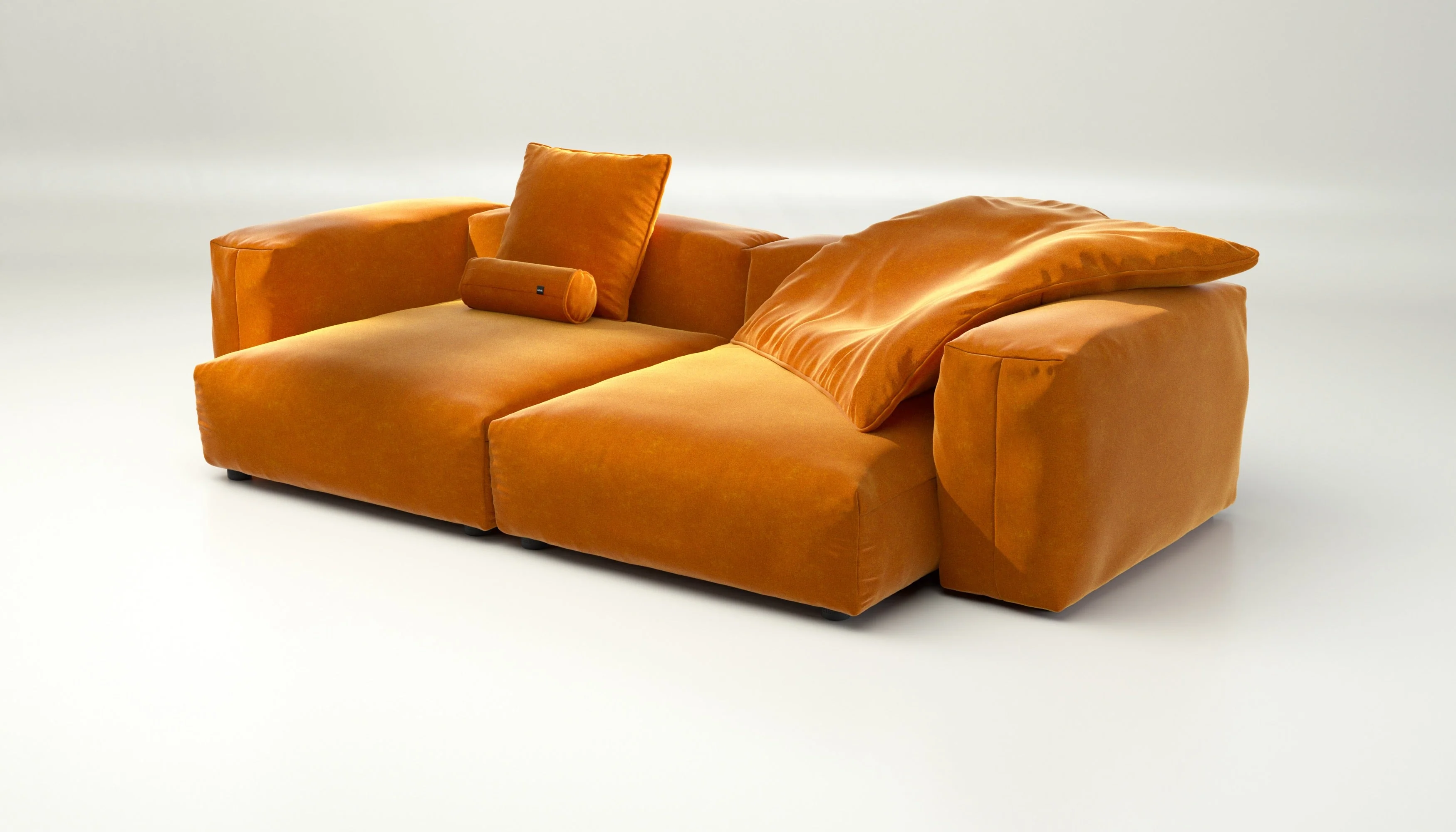 vetsak | Sofa Set 02 XLarge - Suave - Orange Blaze | Modular Sofa | 3.5 Seater | Big Sofa - Image 3
