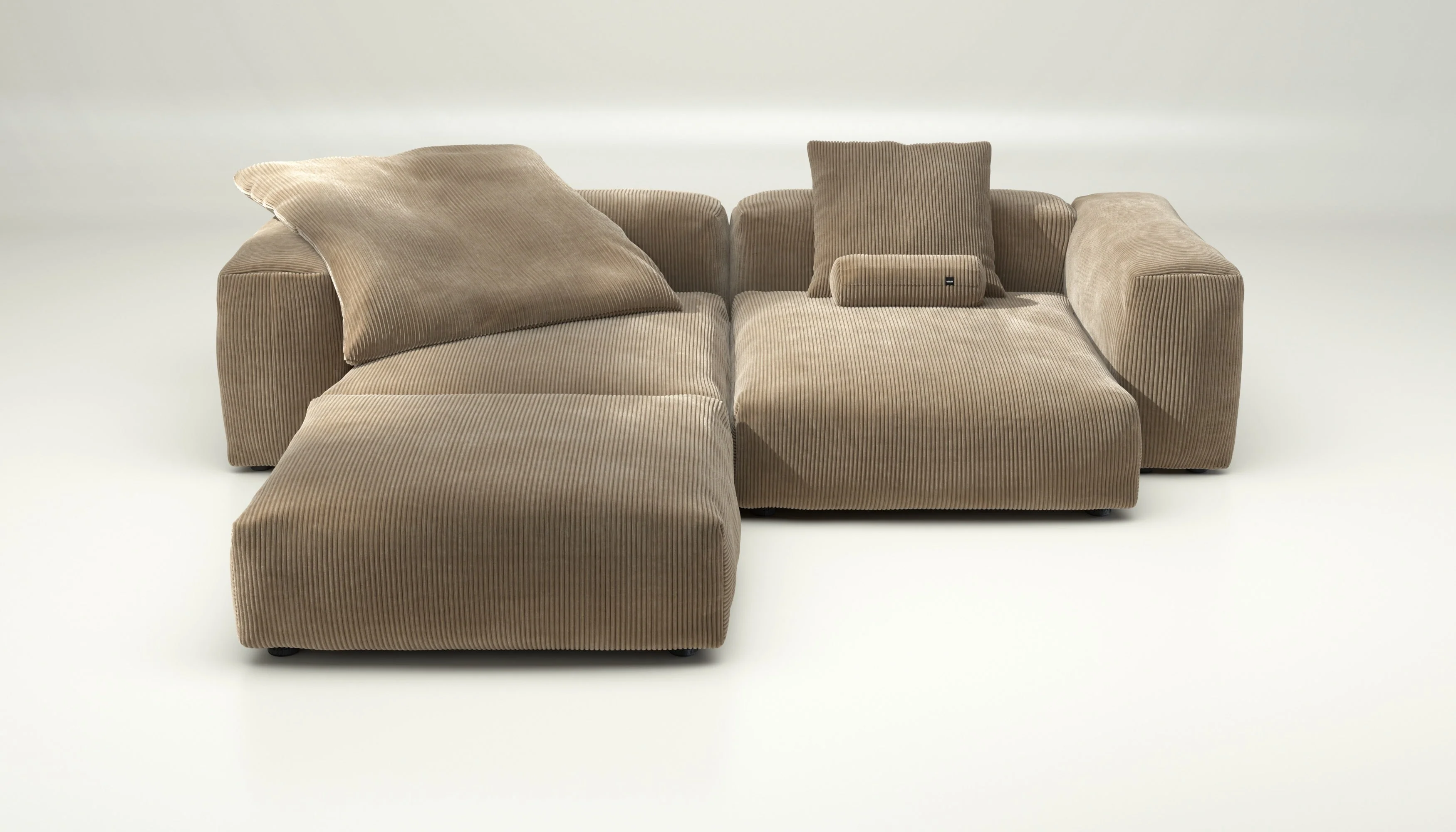 vetsak | Sofa Set 03 - Cord Velour - Sand | Modulaire Sofa | 3.5 Zits | Big Sofa | Hoeksofa