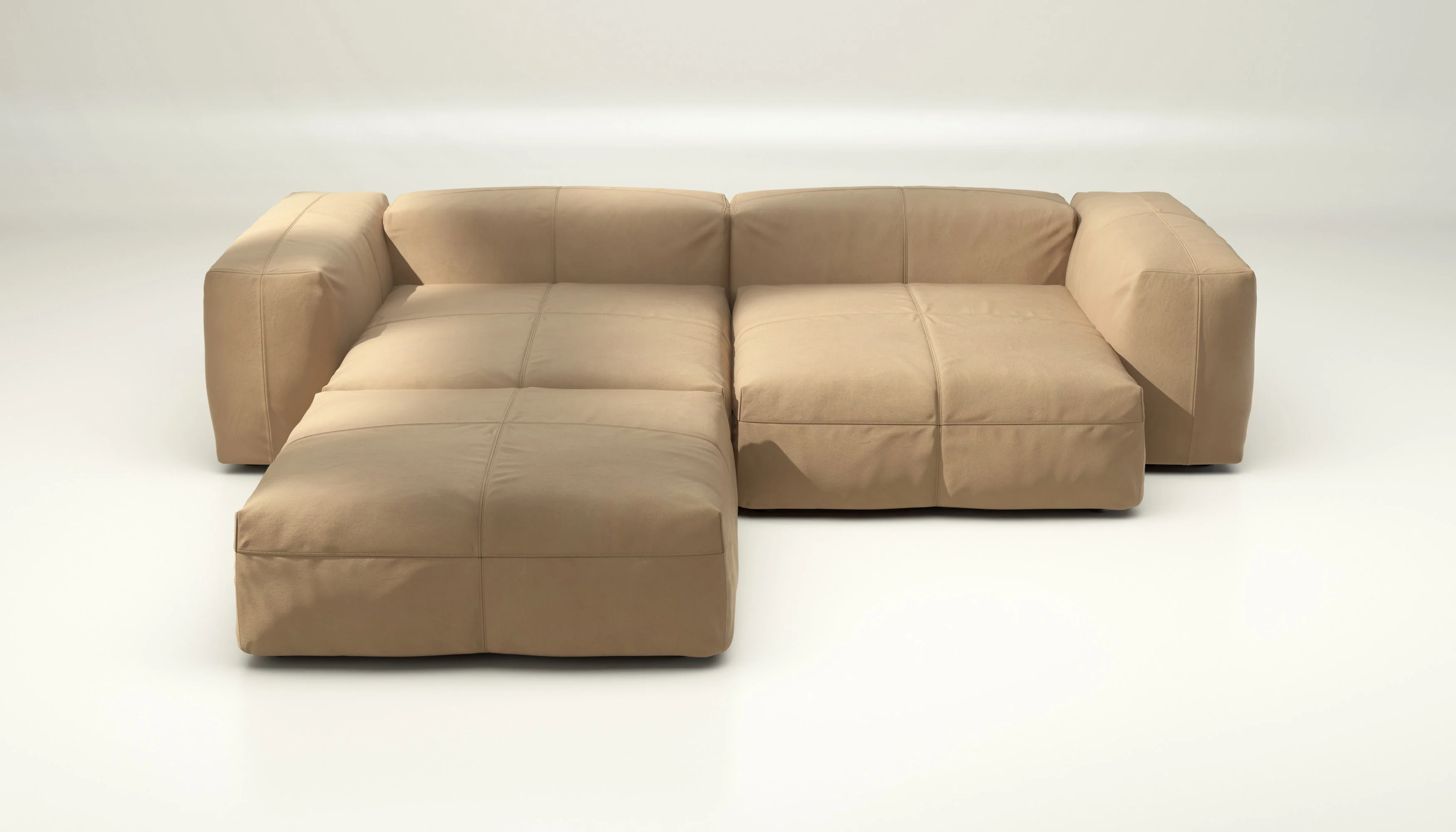 vetsak | Sofa Set 03 - Leather - Beige | Modulaire Sofa | 3.5 Zits | Big Sofa | Hoeksofa - Image 2