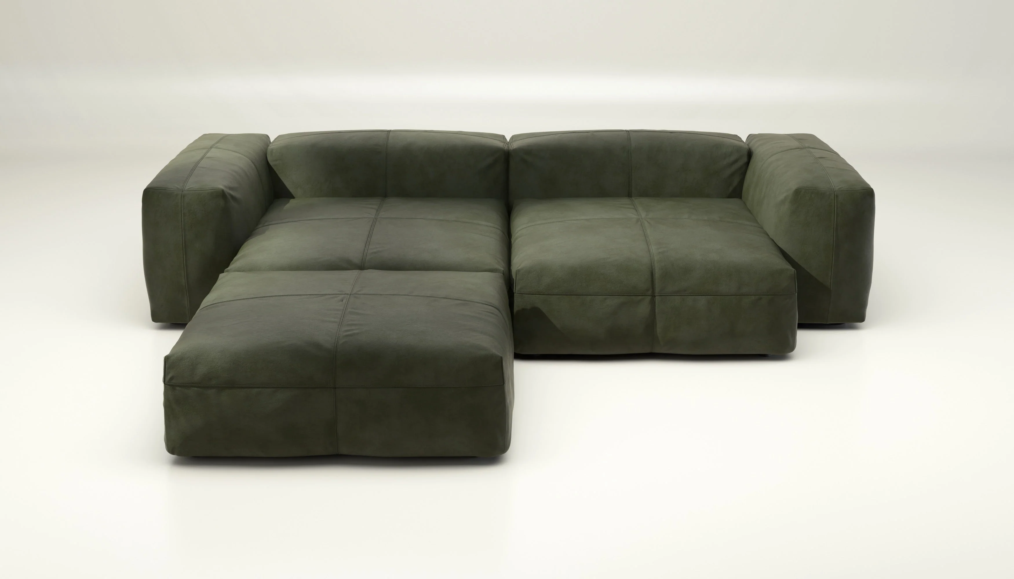 vetsak | Sofa Set 03 - Leather - Olive | Modulaire Sofa | 3.5 Zits | Big Sofa | Hoeksofa - Image 2