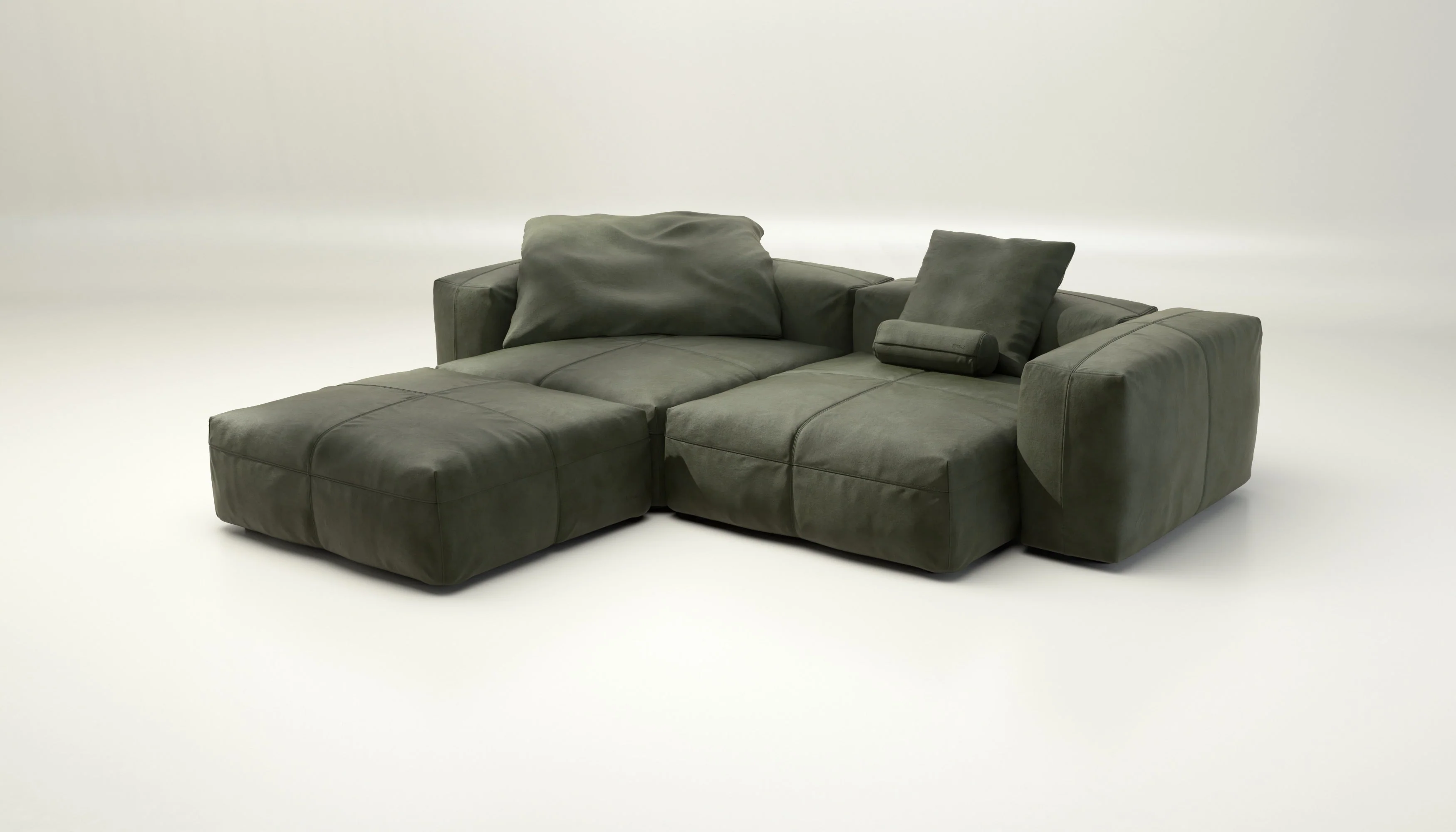 vetsak | Sofa Set 03 - Leather - Olive | Modulaire Sofa | 3.5 Zits | Big Sofa | Hoeksofa - Image 3