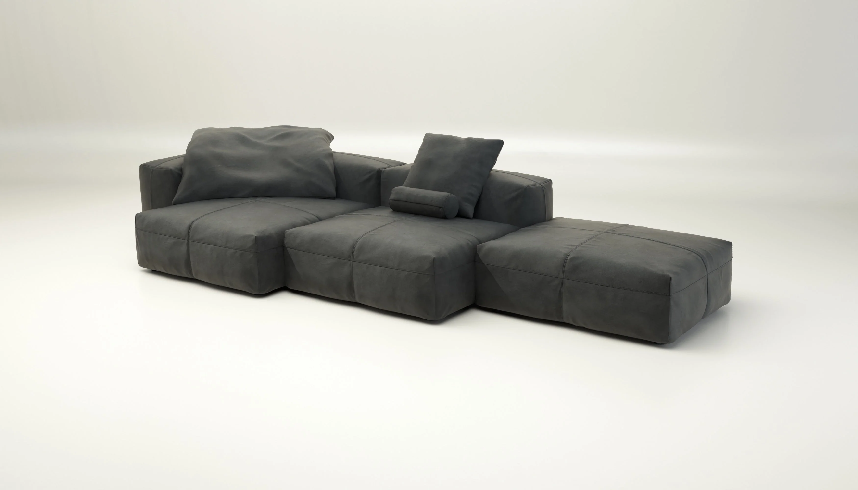 vetsak | Sofa Set 04 - Leather - Dark Grey | Modulaire Sofa | 5 Zits | Big Sofa - Image 4