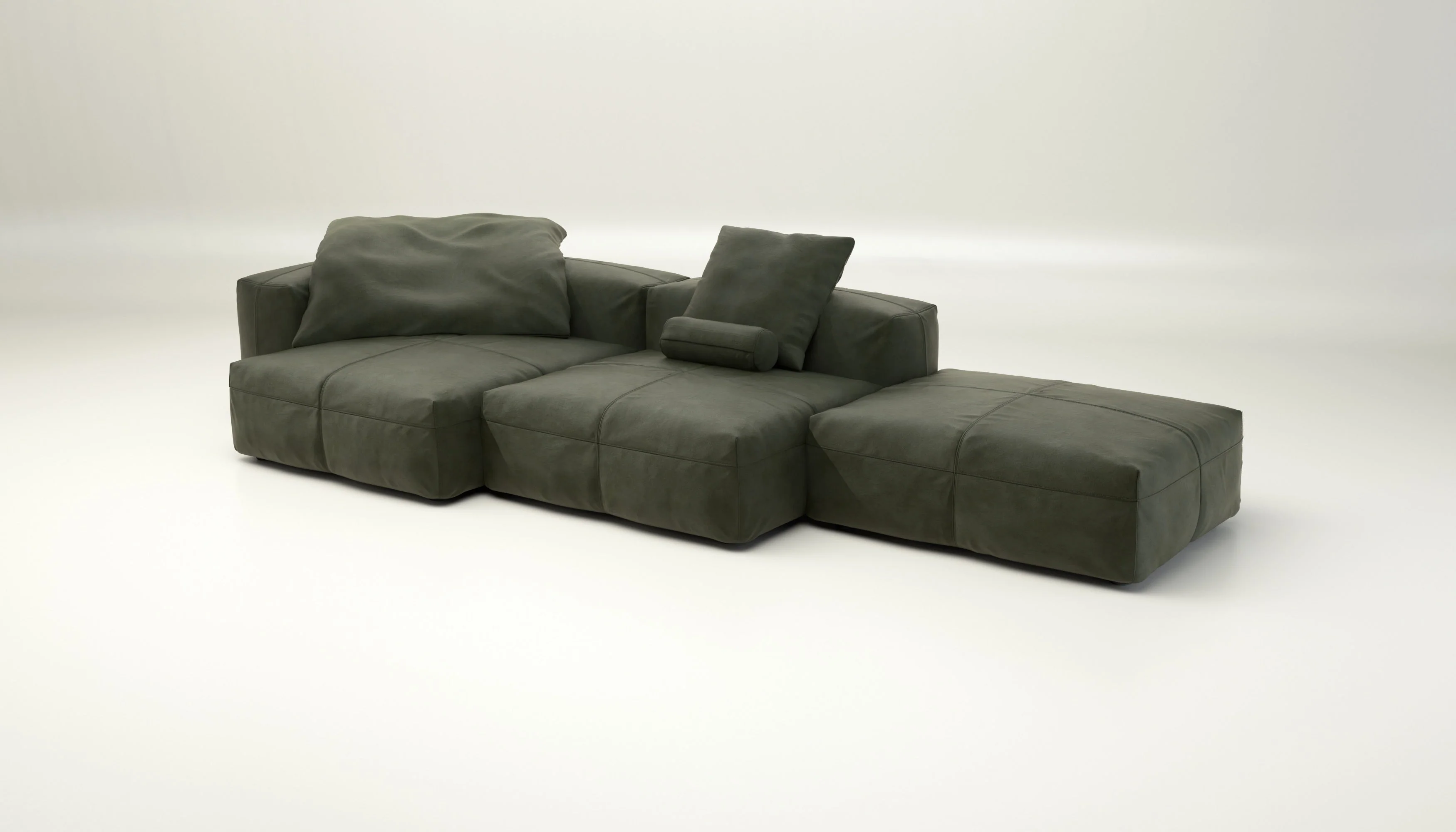 vetsak | Sofa Set 04 - Leather - Olive | Modulaire Sofa | 5 Zits | Big Sofa - Image 4