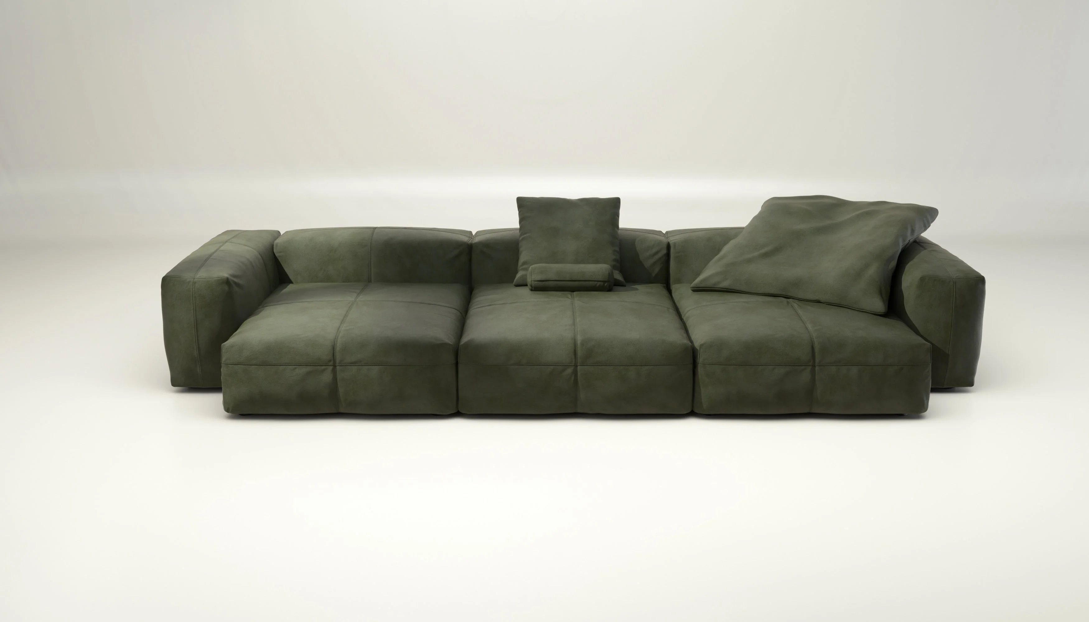 vetsak | Sofa Set 05 - Leather - Olive | Modulaire Sofa | 5 Zits | Big Sofa | Hoeksofa