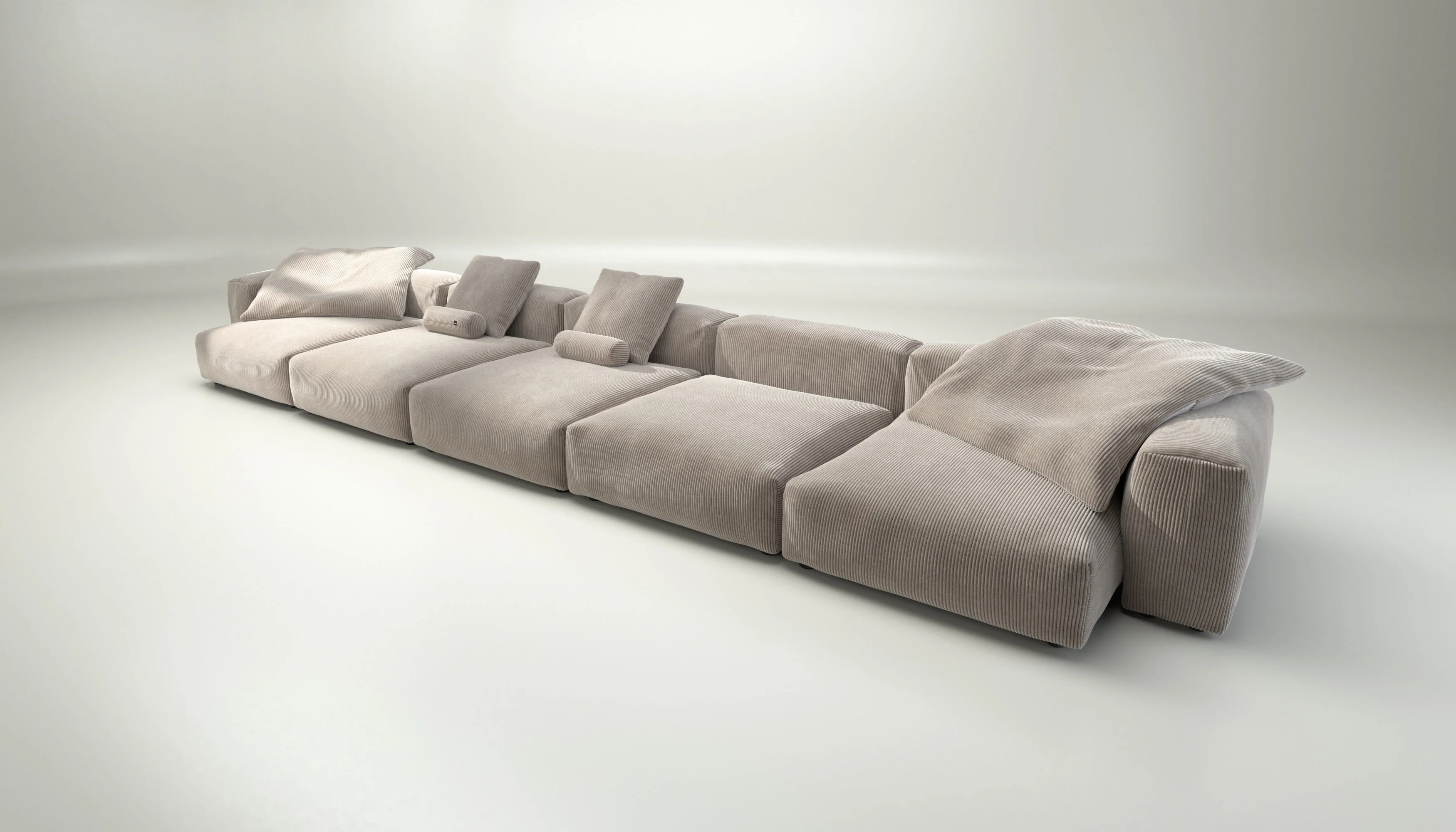 vetsak | Sofa Set 06 - Cord Velour - Platinum | Modulaire Sofa | 6.5 Zits | Big Sofa | U Sofa | Hoeksofa - Image 4