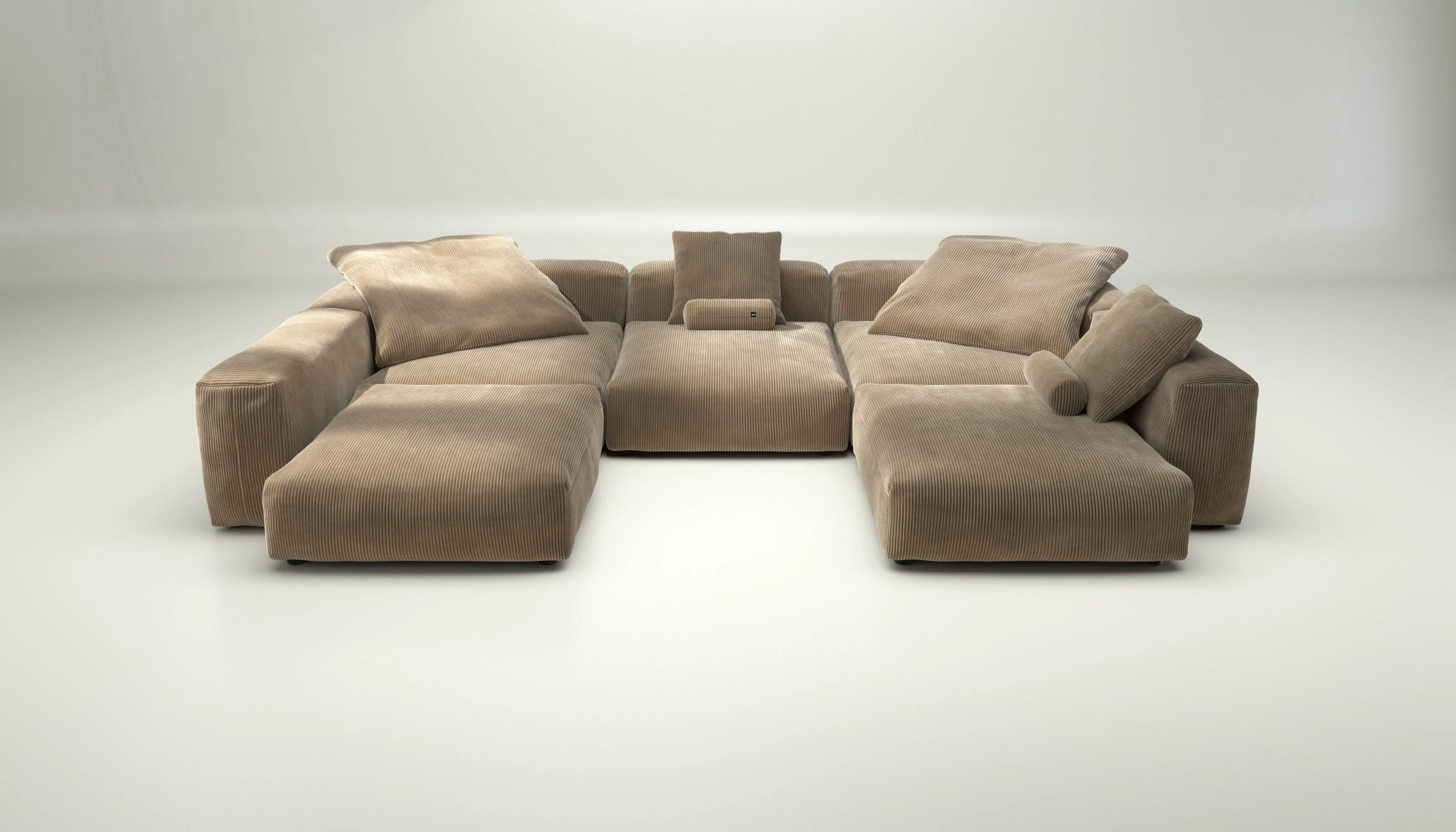 vetsak | Sofa Set 06 - Cord Velour - Sand | Modulaire Sofa | 6.5 Zits | Big Sofa | U Sofa | Hoeksofa