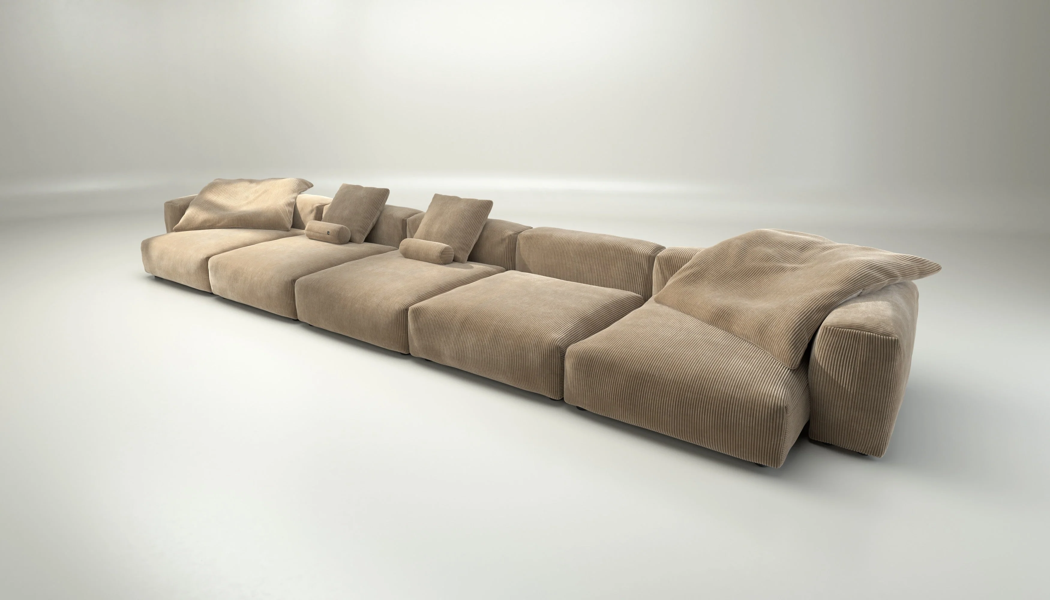 vetsak | Sofa Set 06 - Cord Velour - Sand | Modulaire Sofa | 6.5 Zits | Big Sofa | U Sofa | Hoeksofa - Image 4