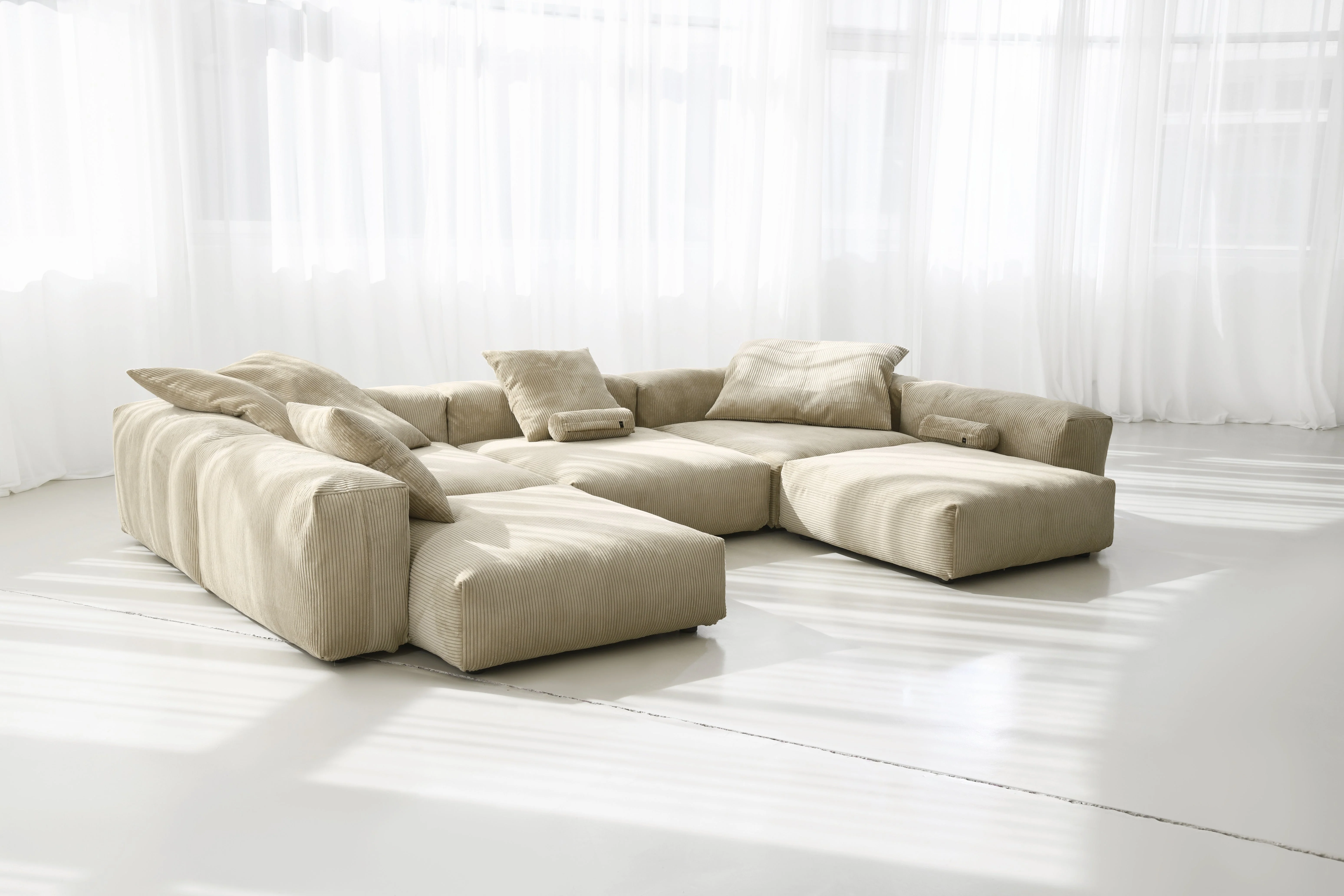 vetsak | Sofa Set 06 - Cord Velour - Sand | Modulaire Sofa | 6.5 Zits | Big Sofa | U Sofa | Hoeksofa - Image 6