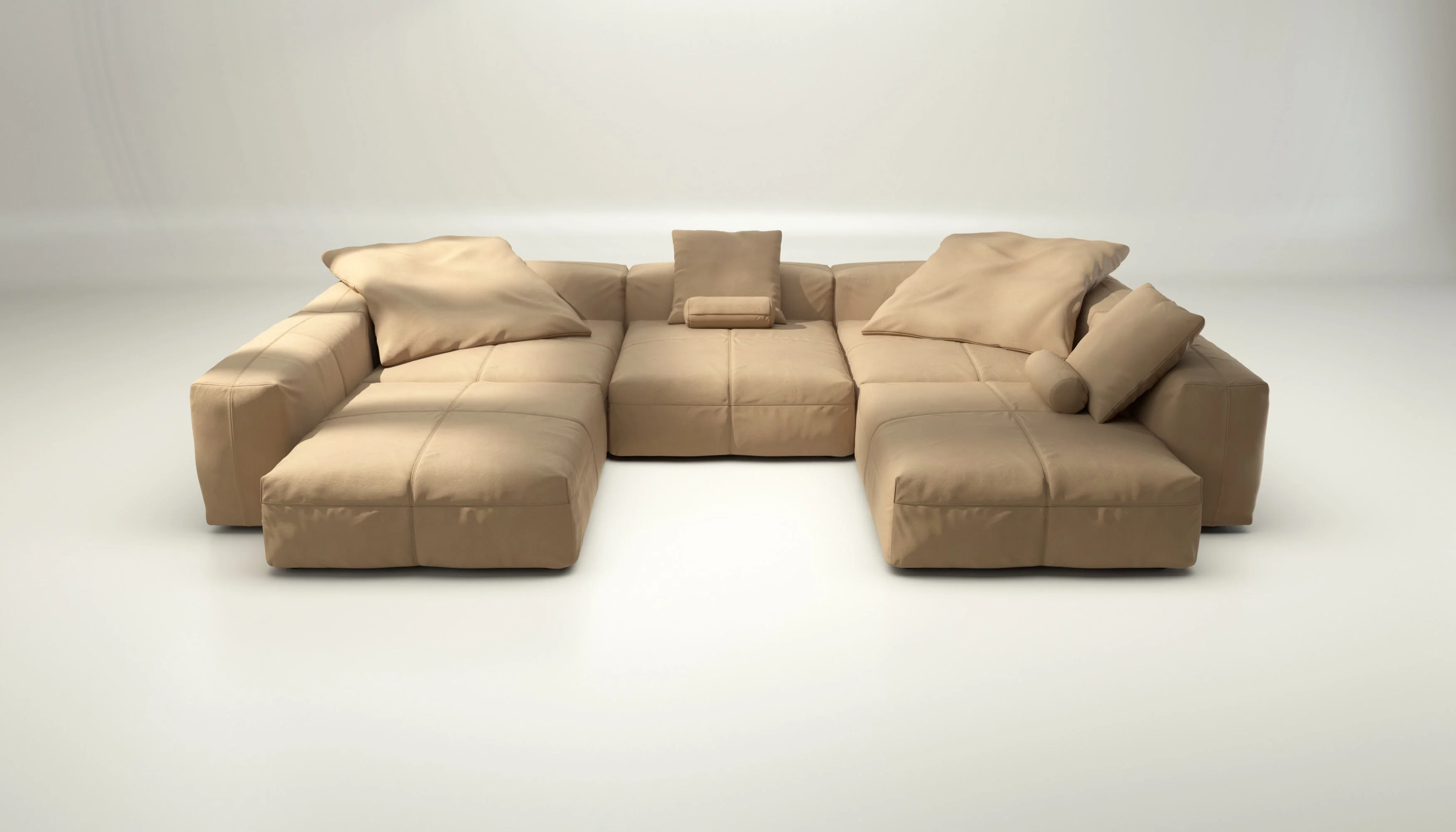 vetsak | Sofa Set 06 - Leather - Beige | Modulaire Sofa | 6.5 Zits | Big Sofa | U Sofa | Hoeksofa