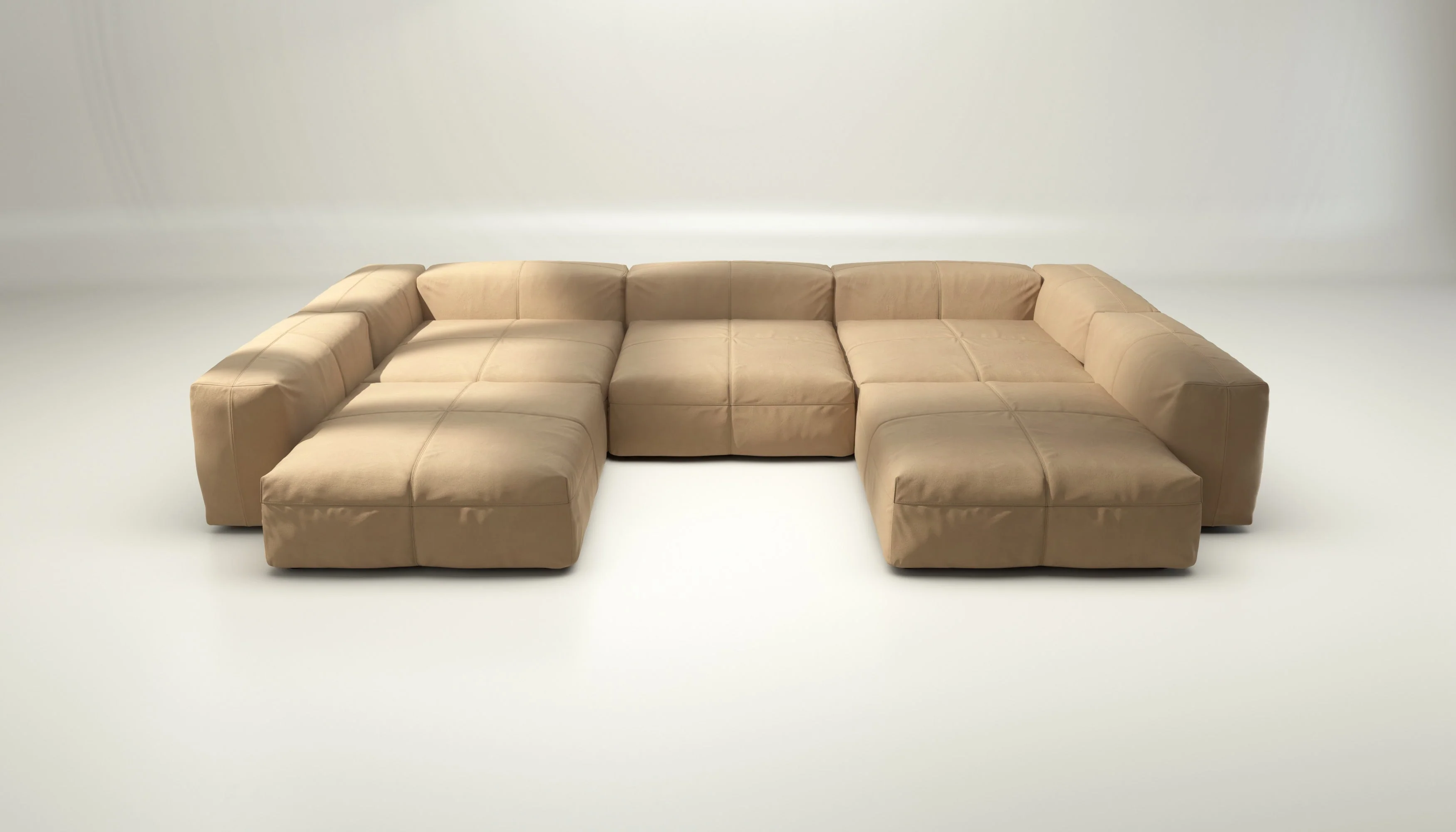 vetsak | Sofa Set 06 - Leather - Beige | Modulaire Sofa | 6.5 Zits | Big Sofa | U Sofa | Hoeksofa - Image 2