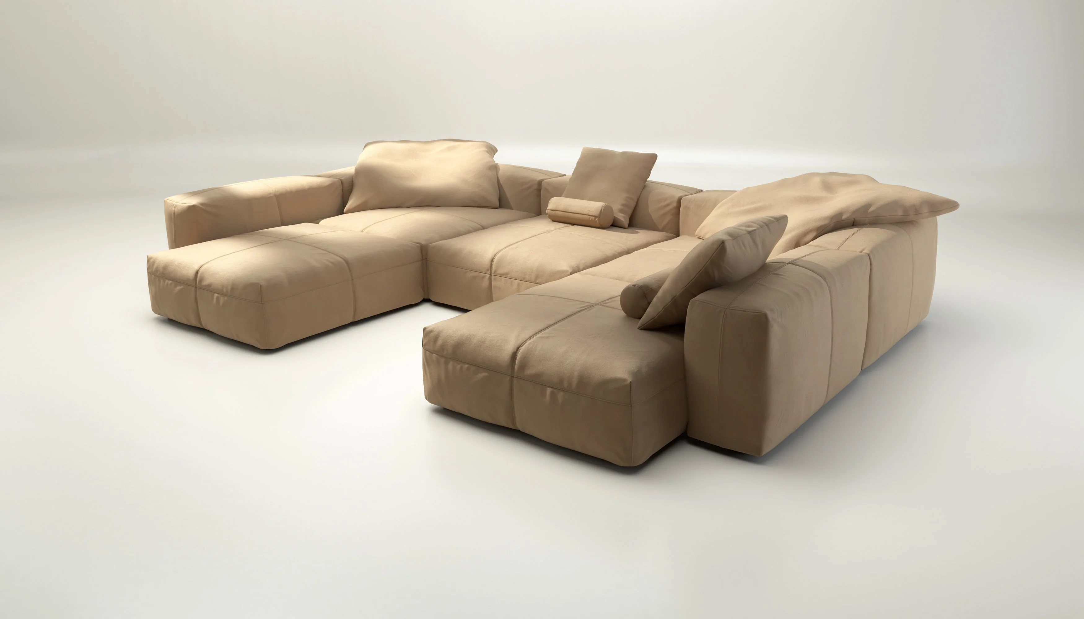 vetsak | Sofa Set 06 - Leather - Beige | Modulaire Sofa | 6.5 Zits | Big Sofa | U Sofa | Hoeksofa - Image 3