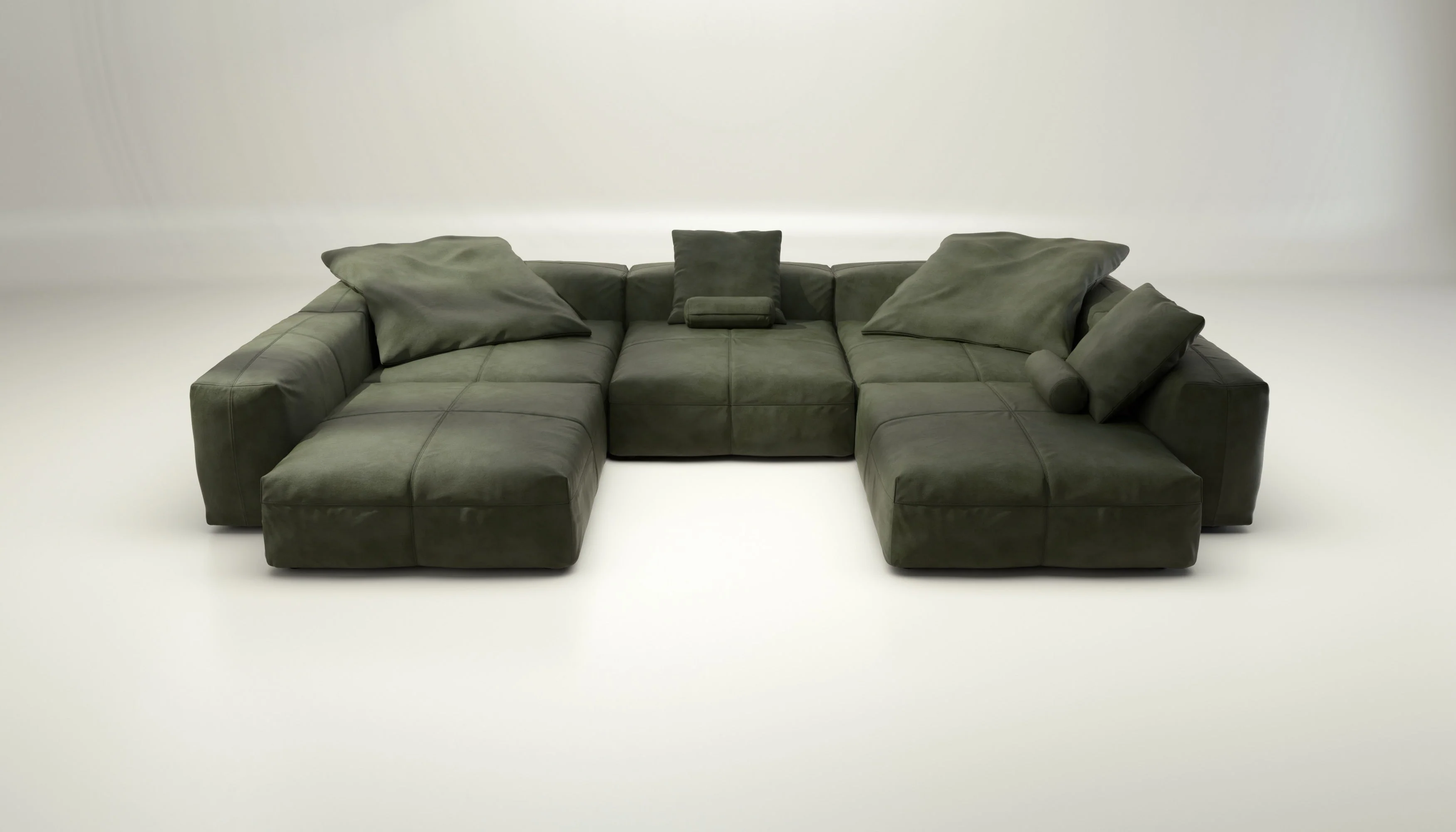 vetsak | Sofa Set 06 - Leather - Olive | Modulaire Sofa | 6.5 Zits | Big Sofa | U Sofa | Hoeksofa