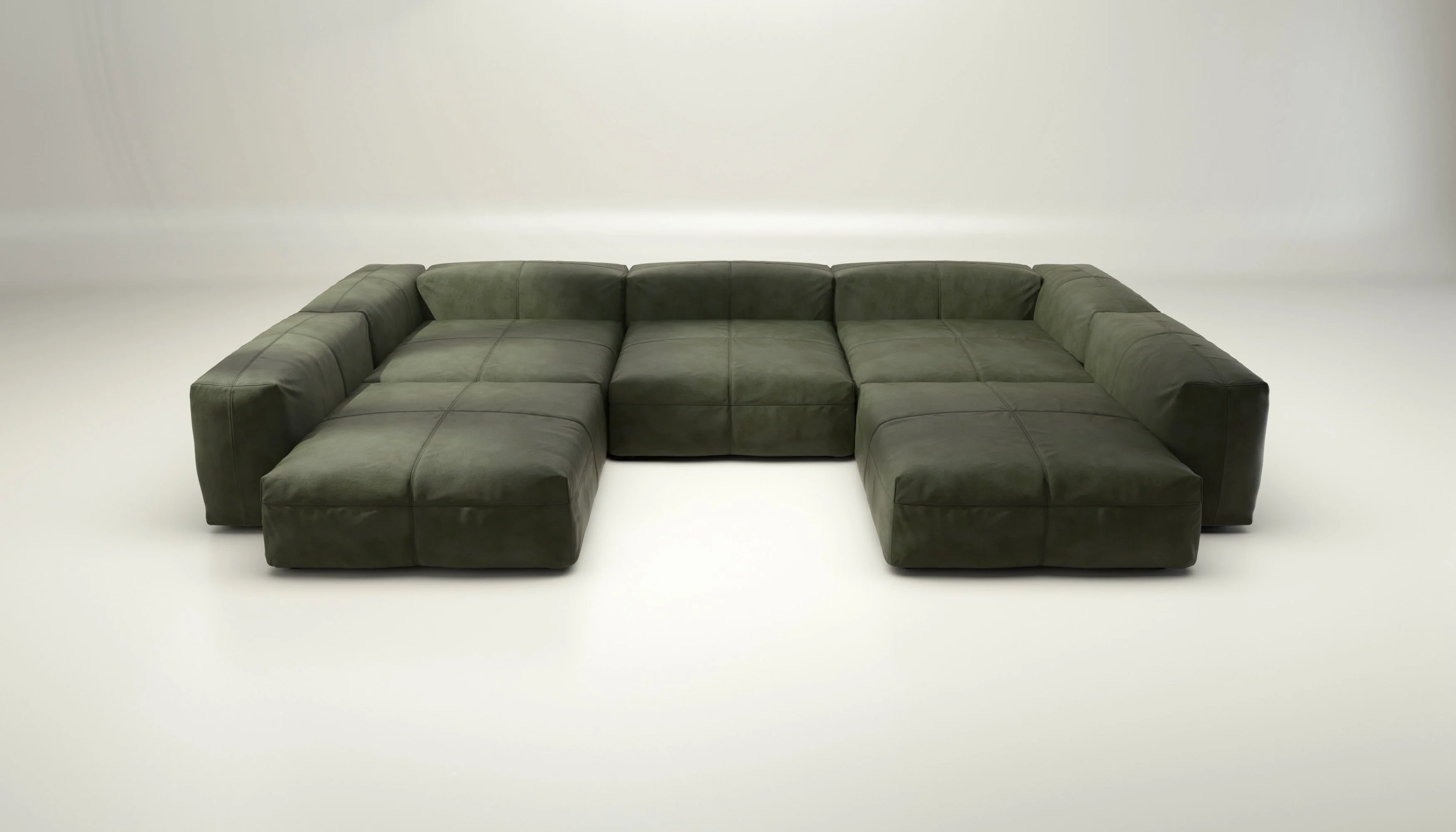 vetsak | Sofa Set 06 - Leather - Olive | Modulaire Sofa | 6.5 Zits | Big Sofa | U Sofa | Hoeksofa - Image 2