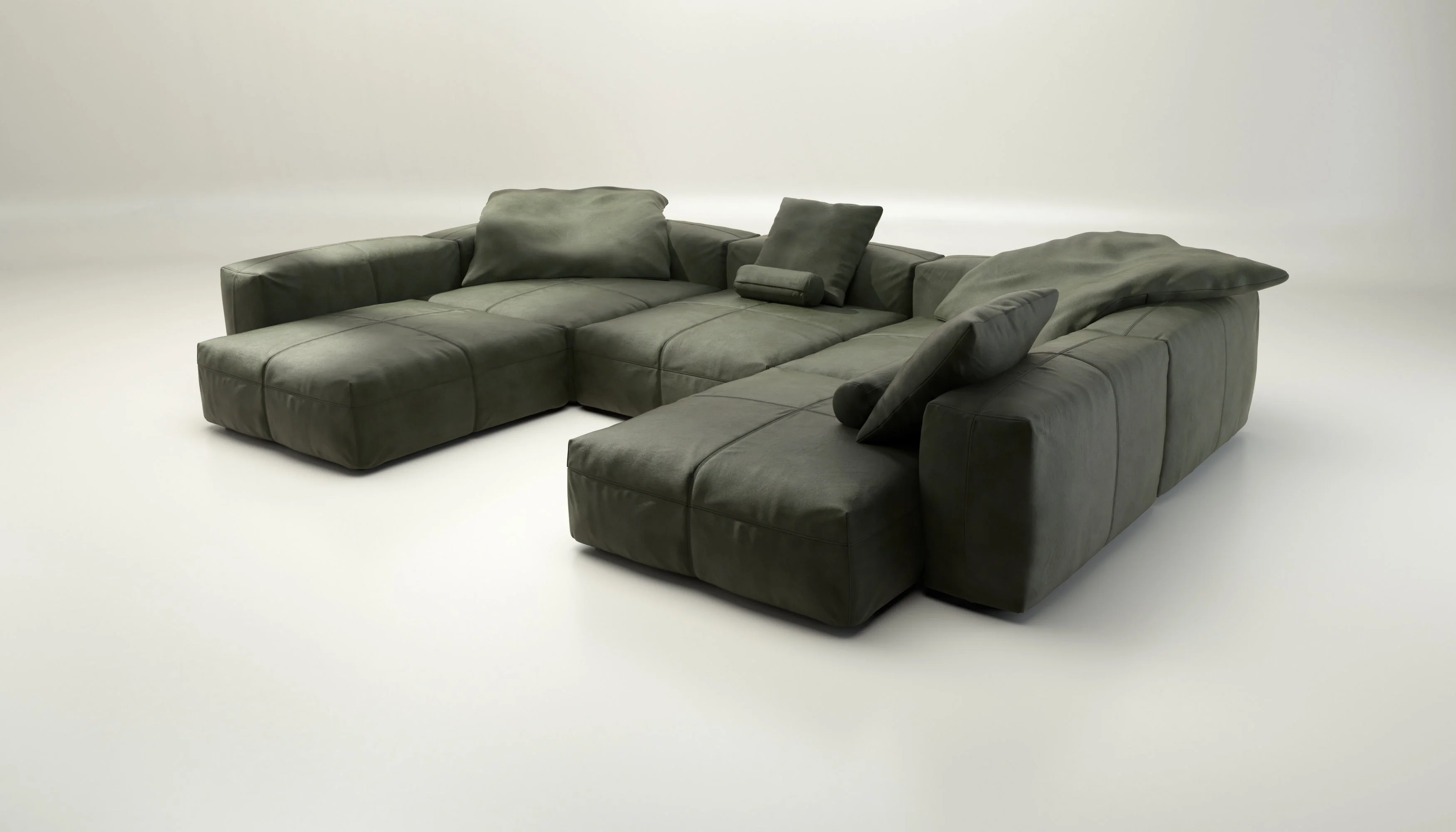 vetsak | Sofa Set 06 - Leather - Olive | Modulaire Sofa | 6.5 Zits | Big Sofa | U Sofa | Hoeksofa - Image 3