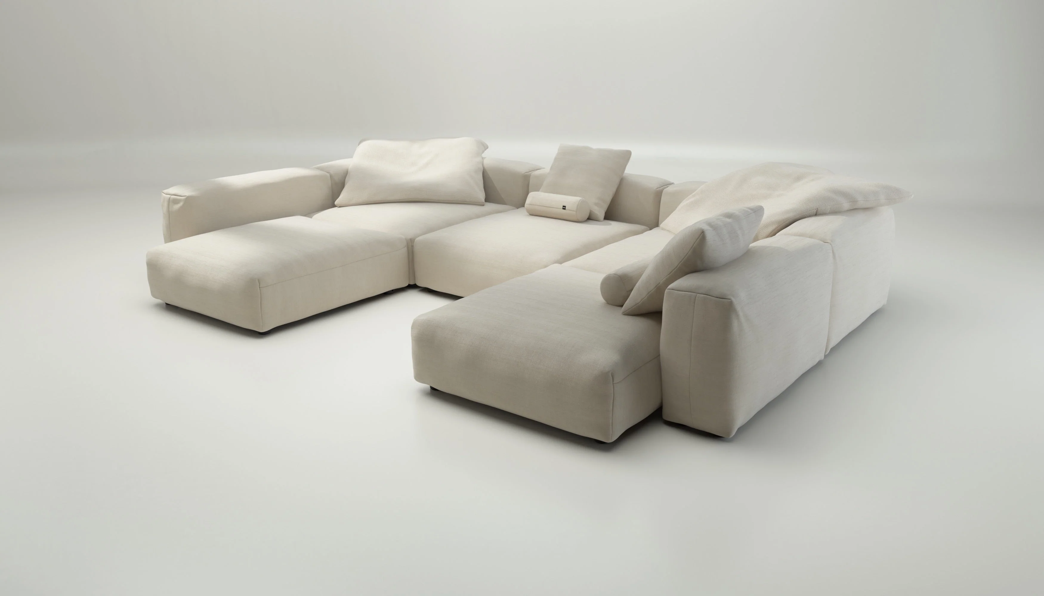 vetsak | Sofa Set 06 - Pique - Beige | Modular Sofa | 6.5 Seater | Big Sofa | U-Shape | Corner Sofa - Image 3