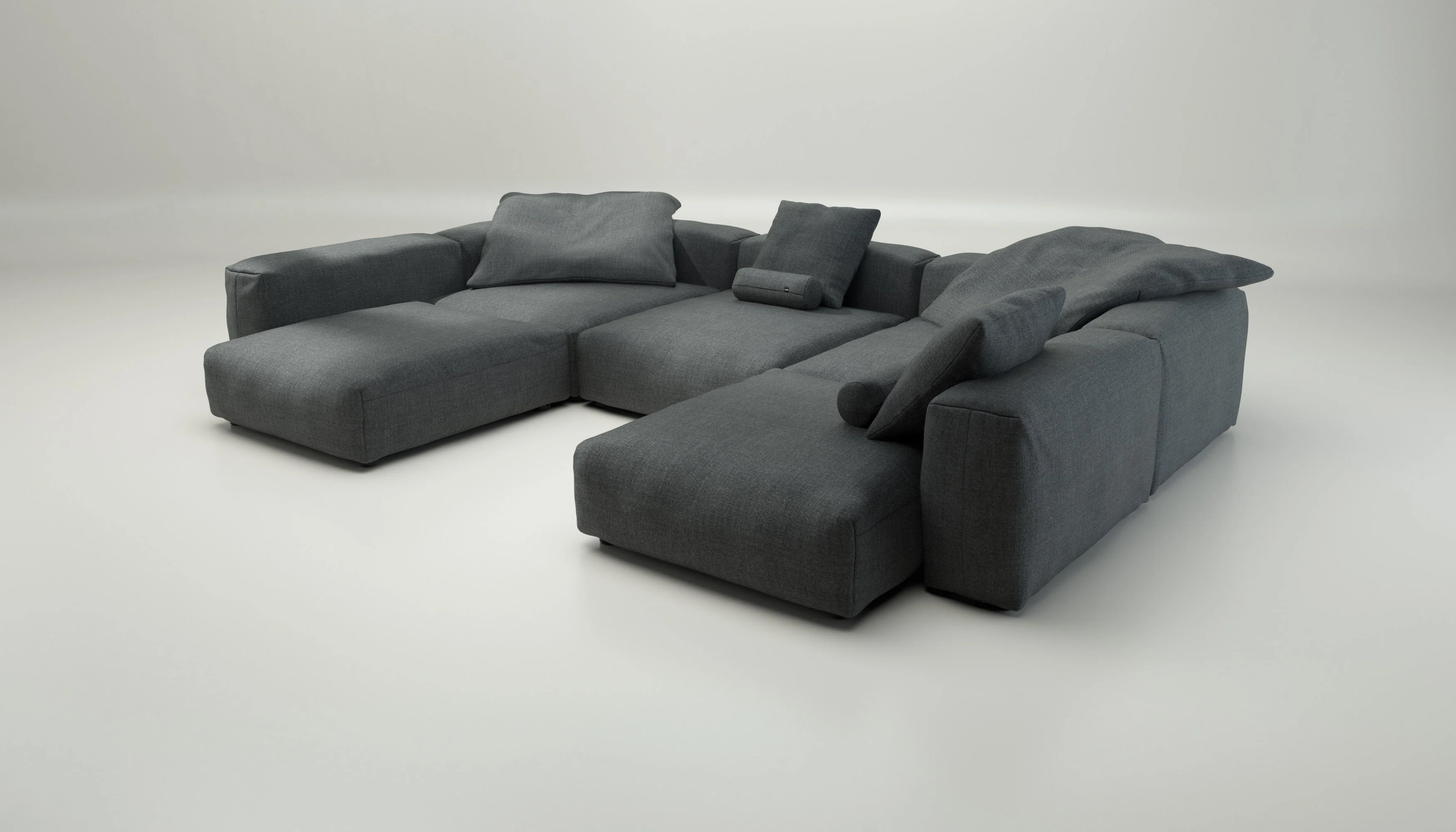 vetsak | Sofa Set 06 - Pique - Dark Grey | Modular Sofa | 6.5 Seater | Big Sofa | U-Shape | Corner Sofa - Image 3