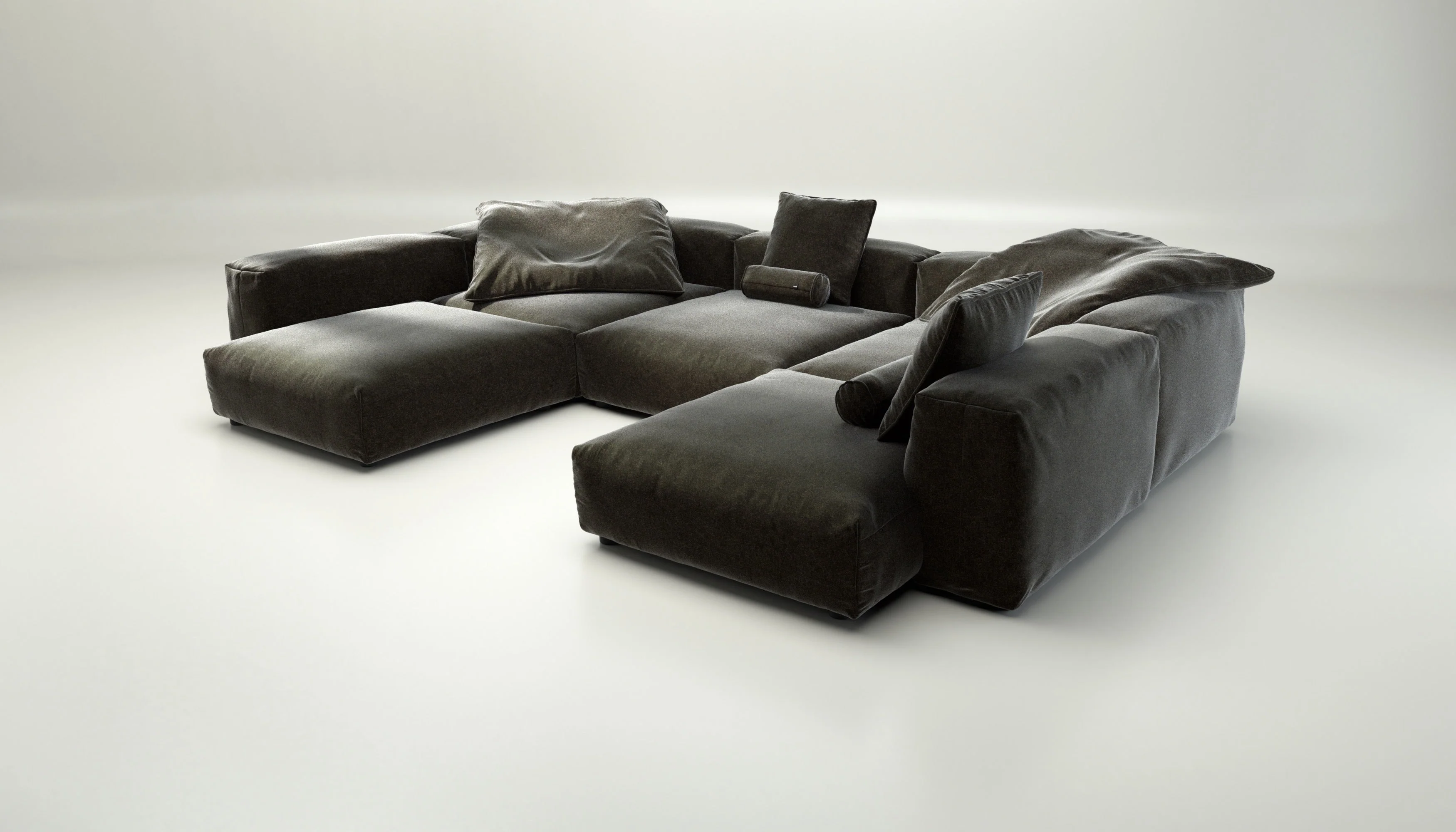 vetsak | Sofa Set 06 - Suave - Anthracite | Modular Sofa | 6.5 Seater | Big Sofa | U-Shape | Corner Sofa - Image 3