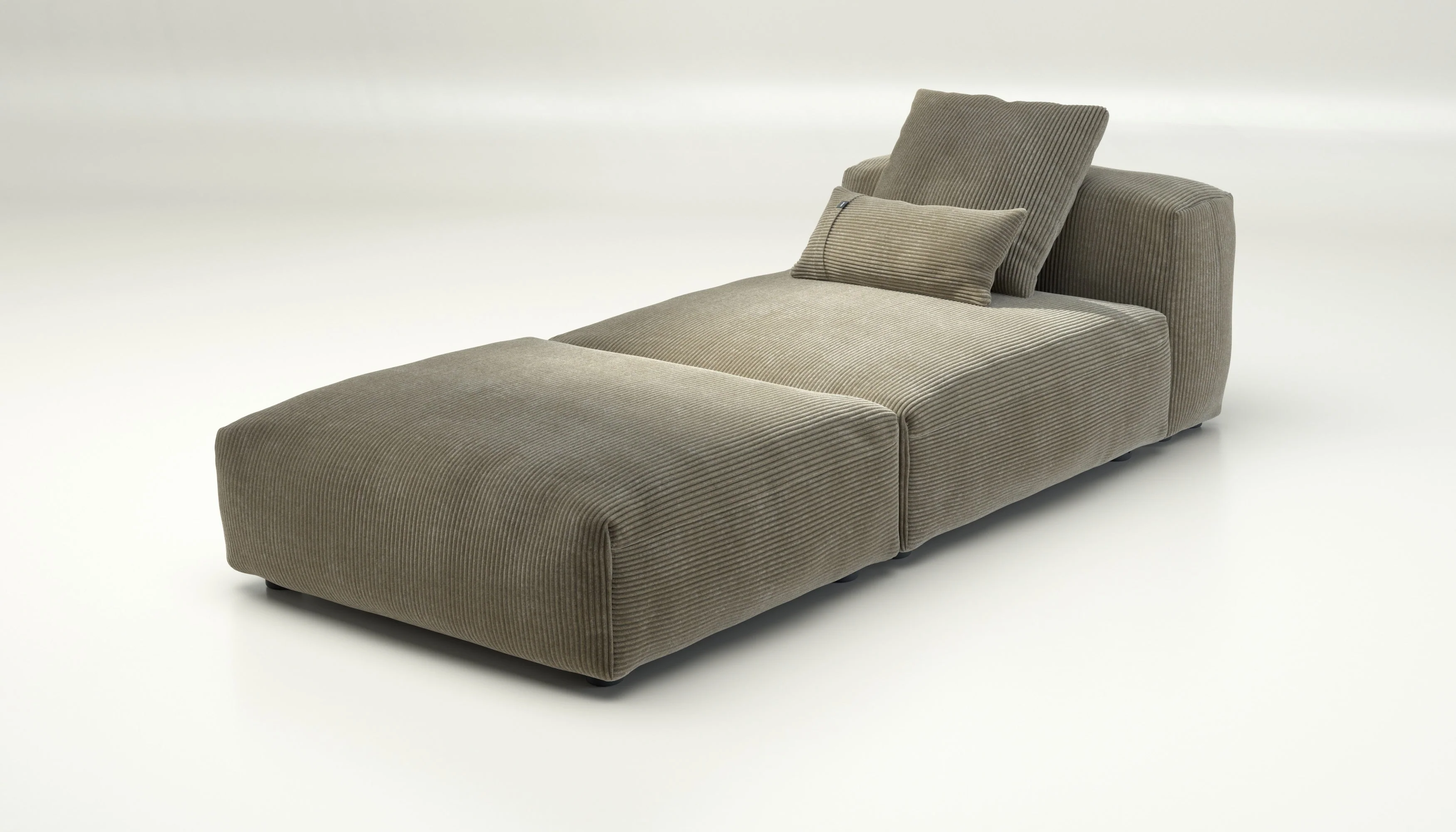vetsak | Sofa Set 07 - Sun Lounger - Cord Velour - Khaki | Modulaire Sofa | 2 Zits | Daybed | Chaiselounge - Image 3