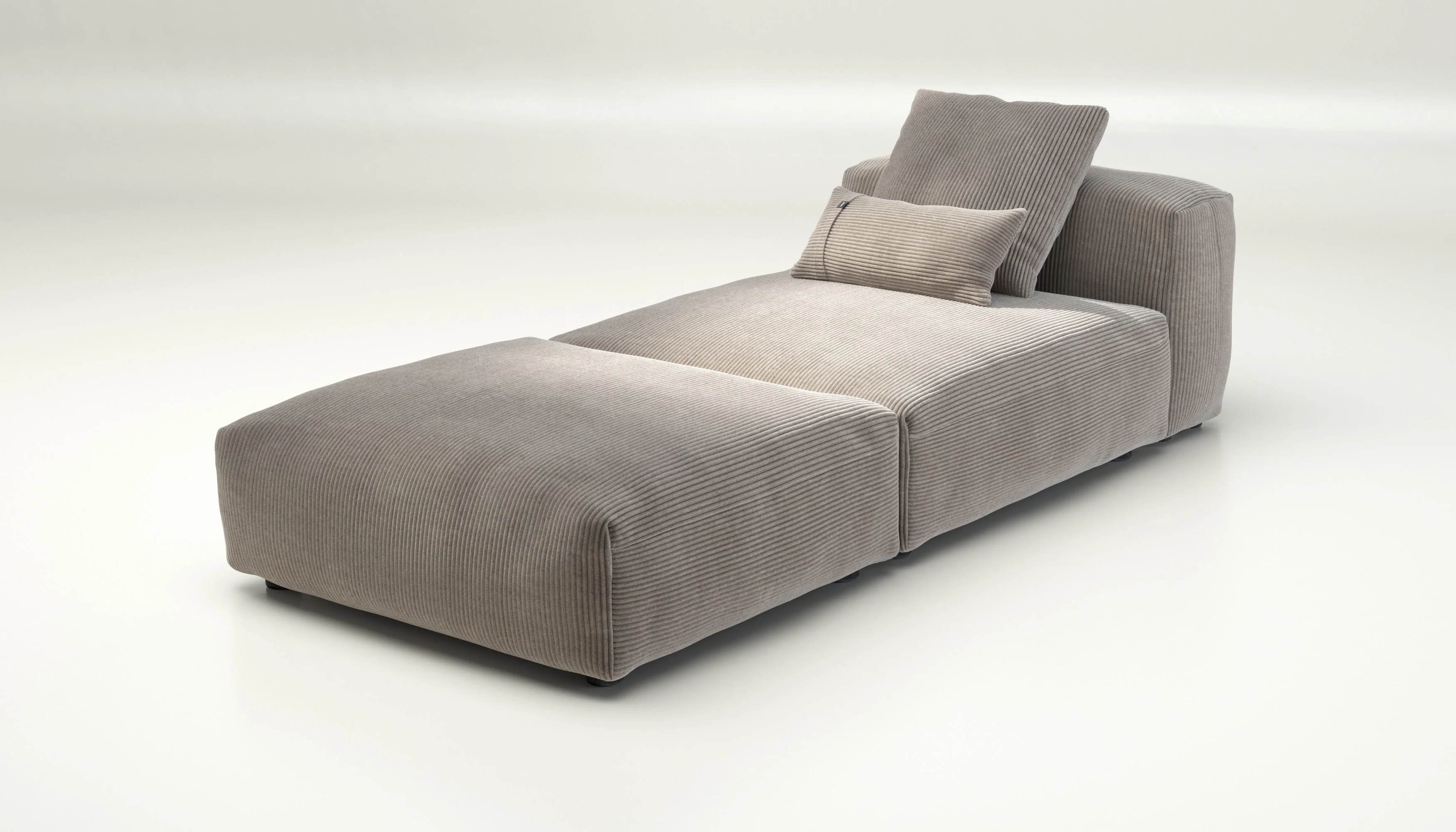 vetsak | Sofa Set 07 - Sun Lounger - Cord Velour - Platinum | Modulaire Sofa | 2 Zits | Daybed | Chaiselounge - Image 3