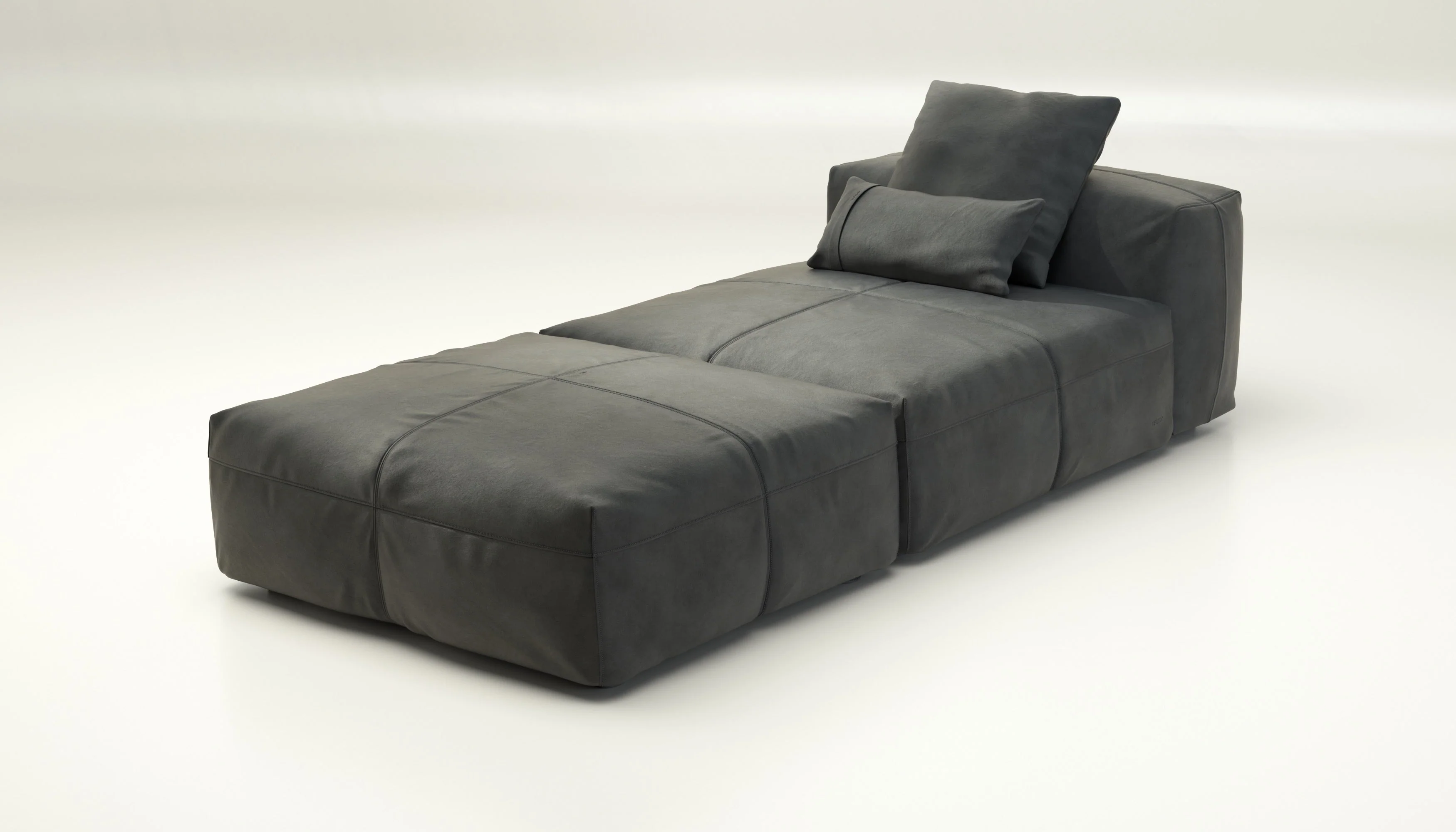 vetsak | Sofa Set 07 - Sun Lounger - Leather - Dark Grey | Modulaire Sofa | 2 Zits | Daybed | Chaiselounge - Image 3