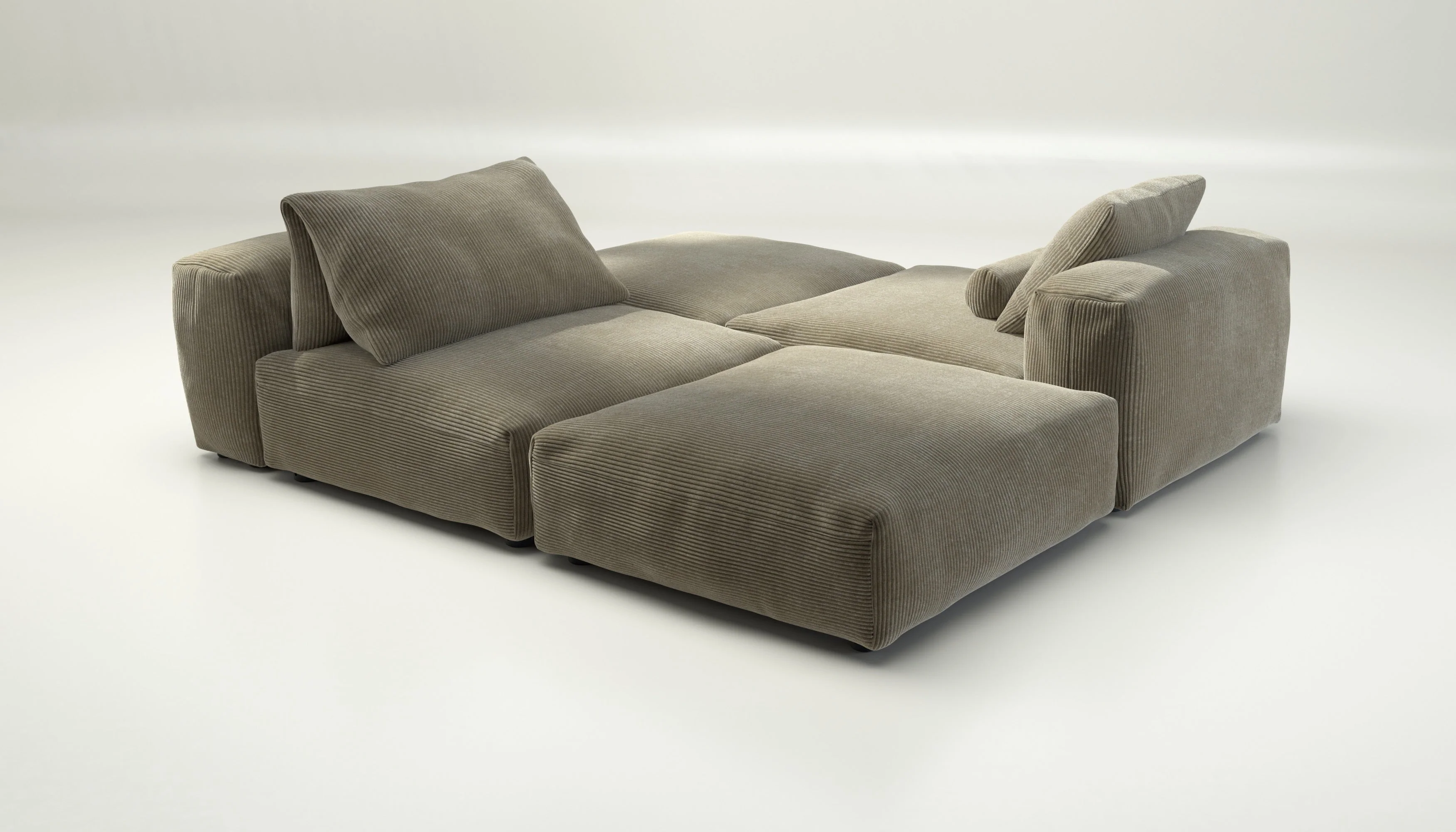 vetsak | Sofa Set 08 - Daybed - Cord Velour - Khaki | Modulaire Sofa | 6 Zits | Outdoor Island | Double lounger - Image 3