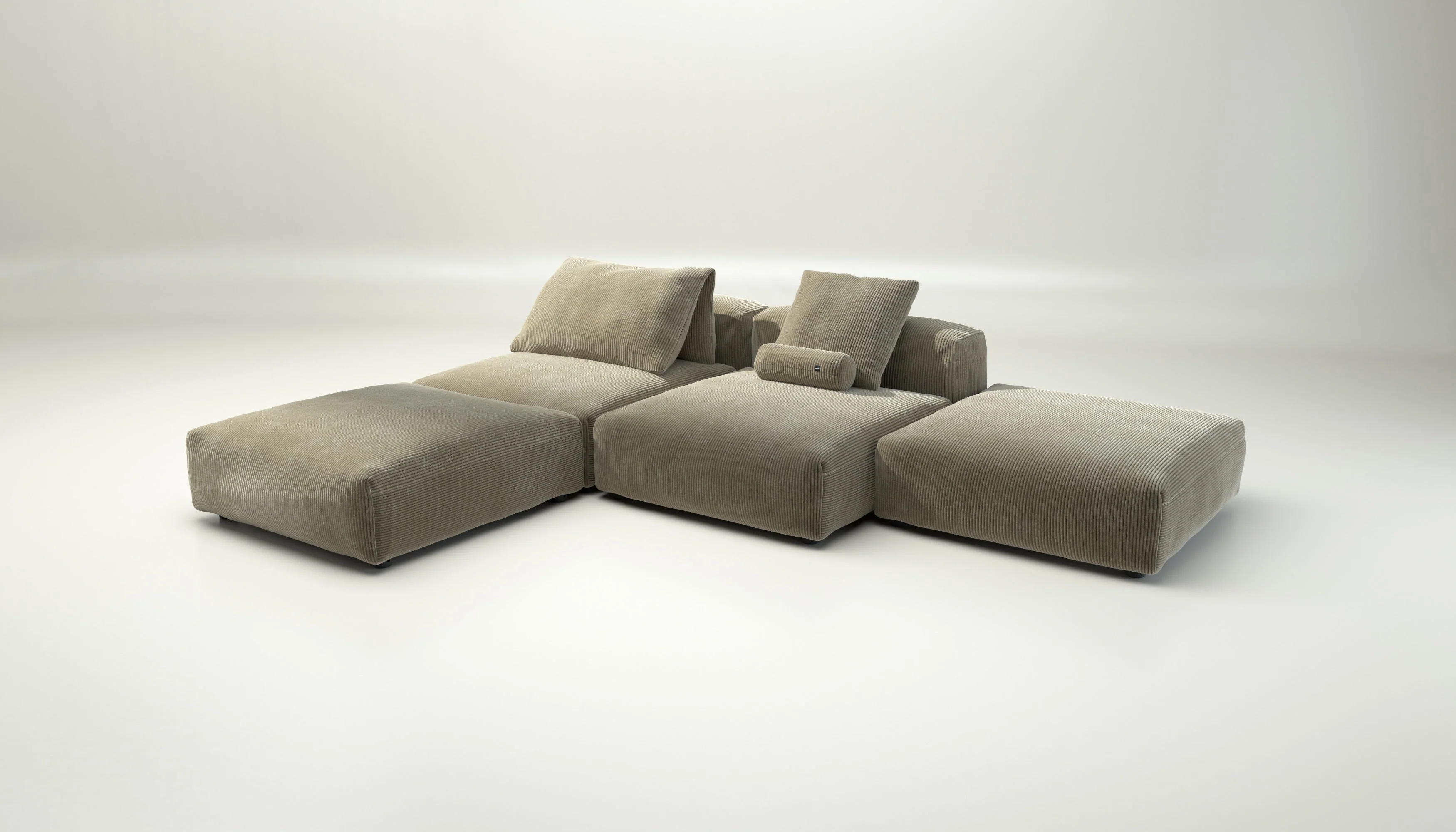 vetsak | Sofa Set 08 - Daybed - Cord Velour - Khaki | Modulaire Sofa | 6 Zits | Outdoor Island | Double lounger - Image 4