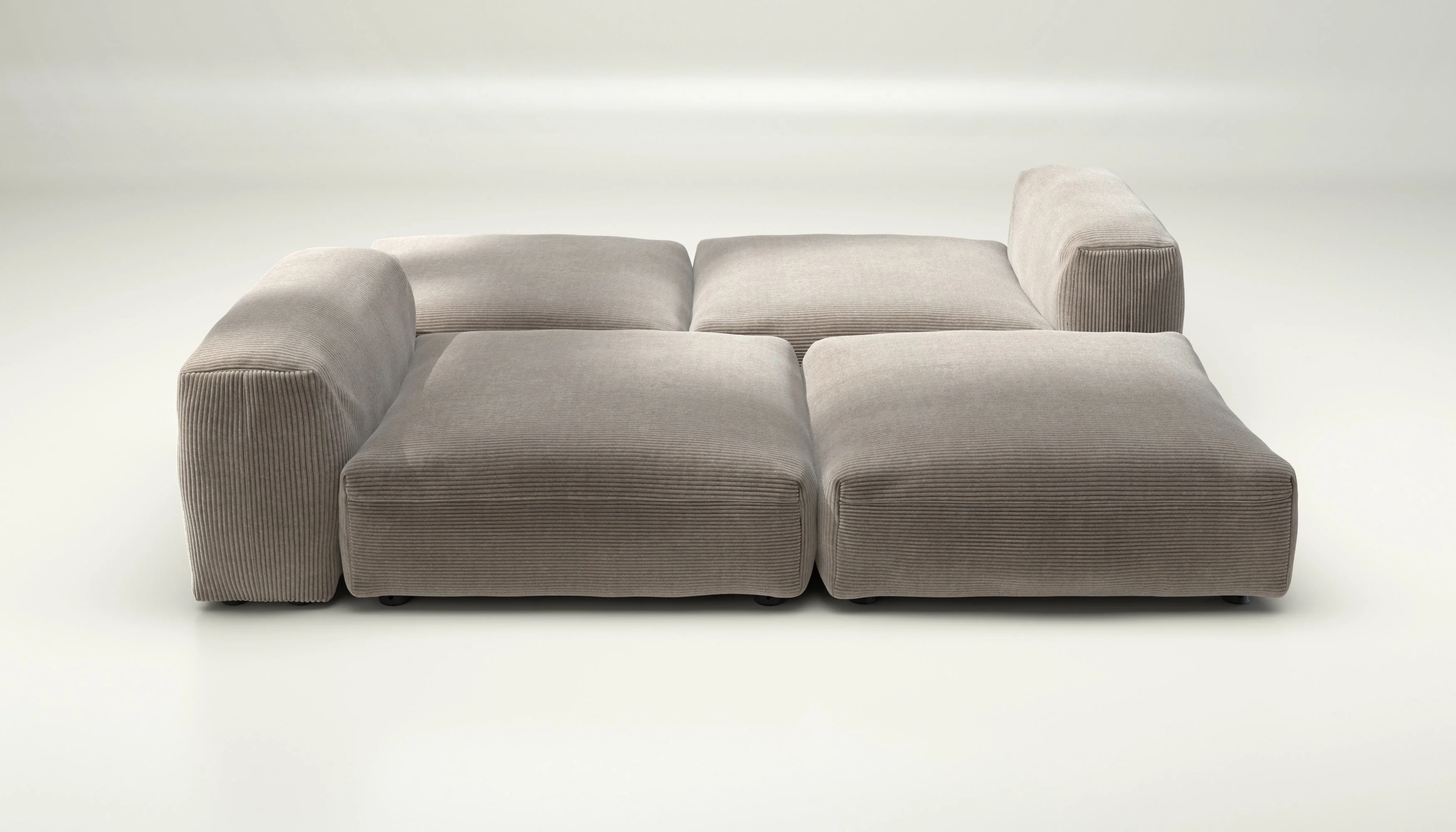vetsak | Sofa Set 08 - Daybed - Cord Velour - Platinum | Modulaire Sofa | 6 Zits | Outdoor Island | Double lounger - Image 2